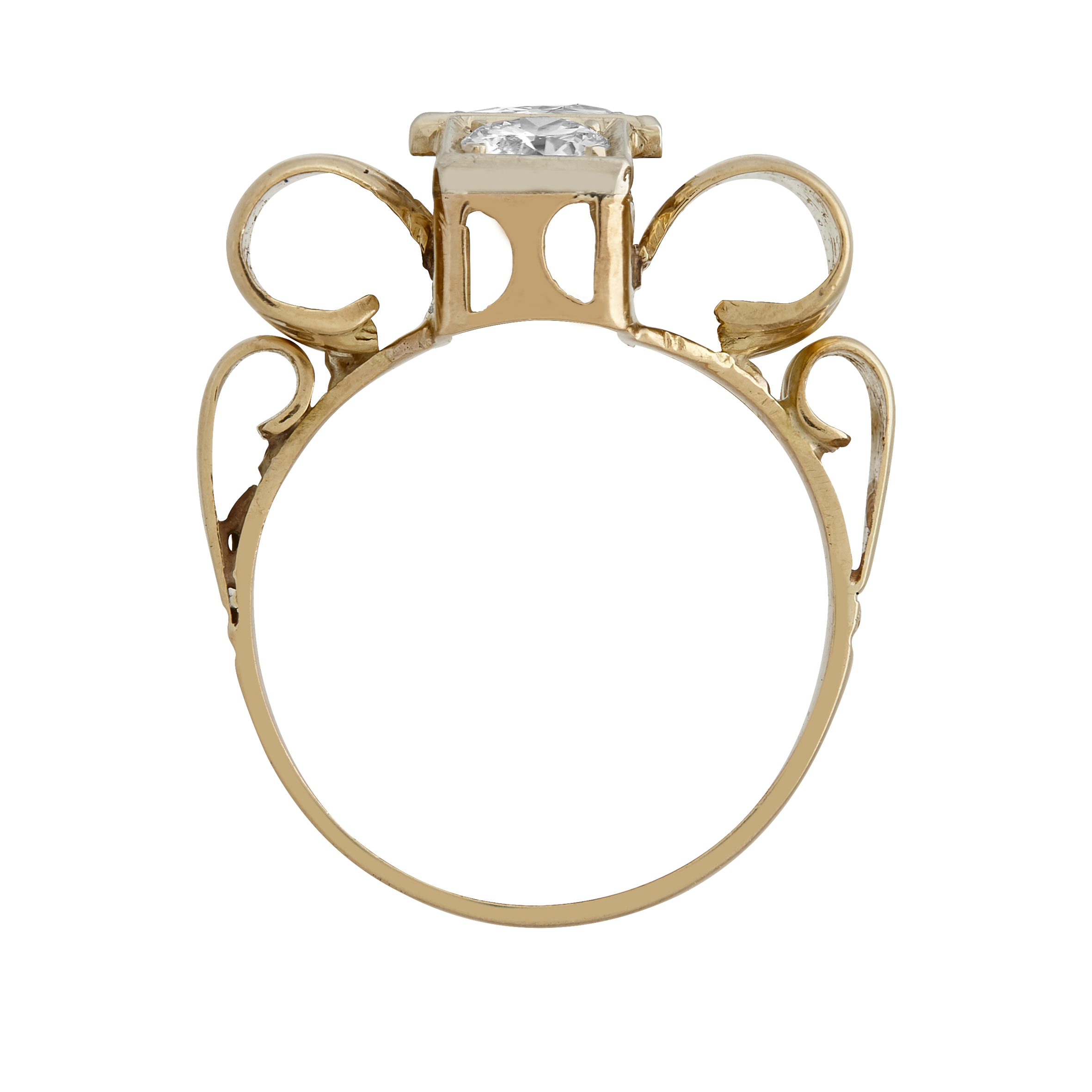 Bague noeud diamants et godrons vers 1950 Gerphagnon