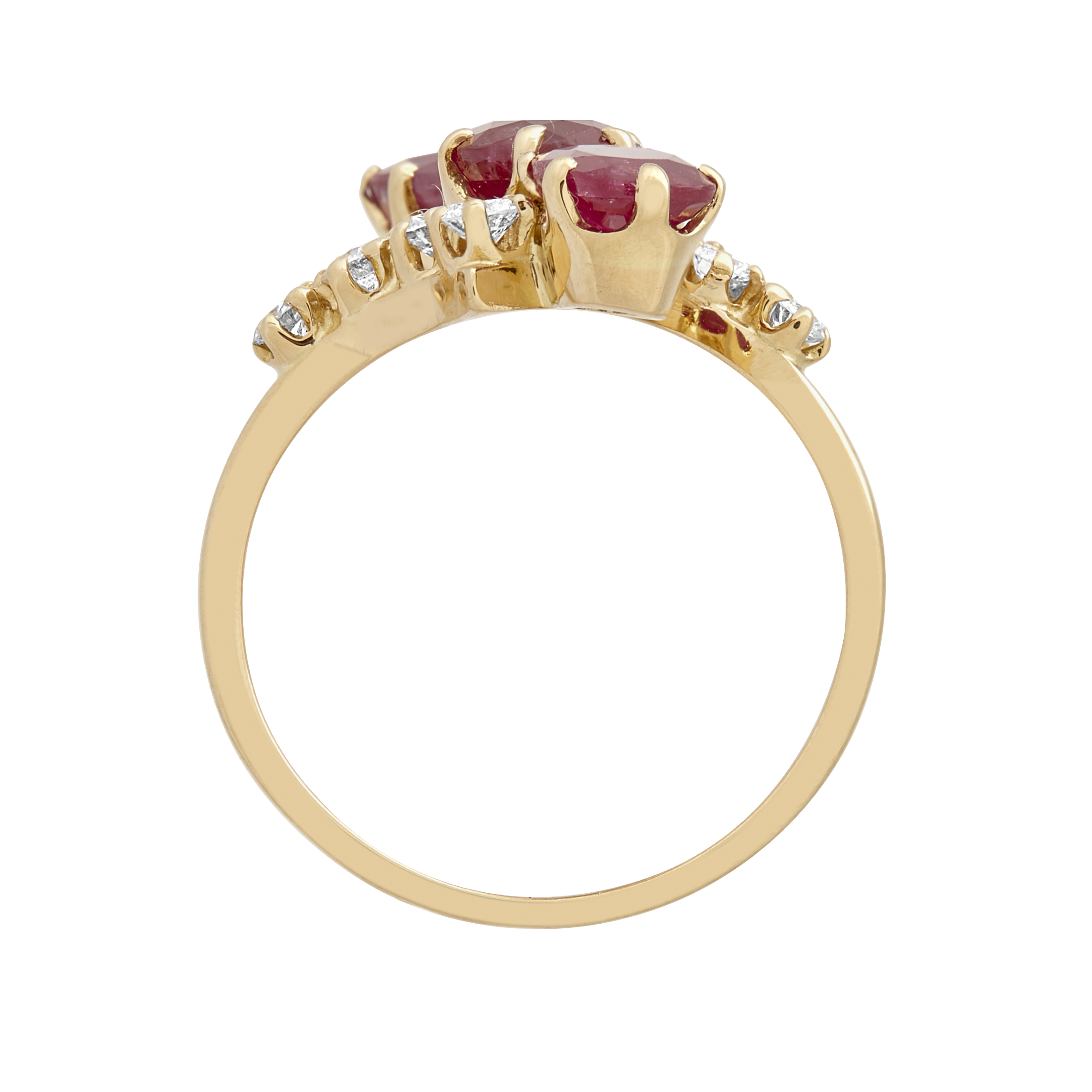 Bague trilogie rubis et brillants Gerphagnon