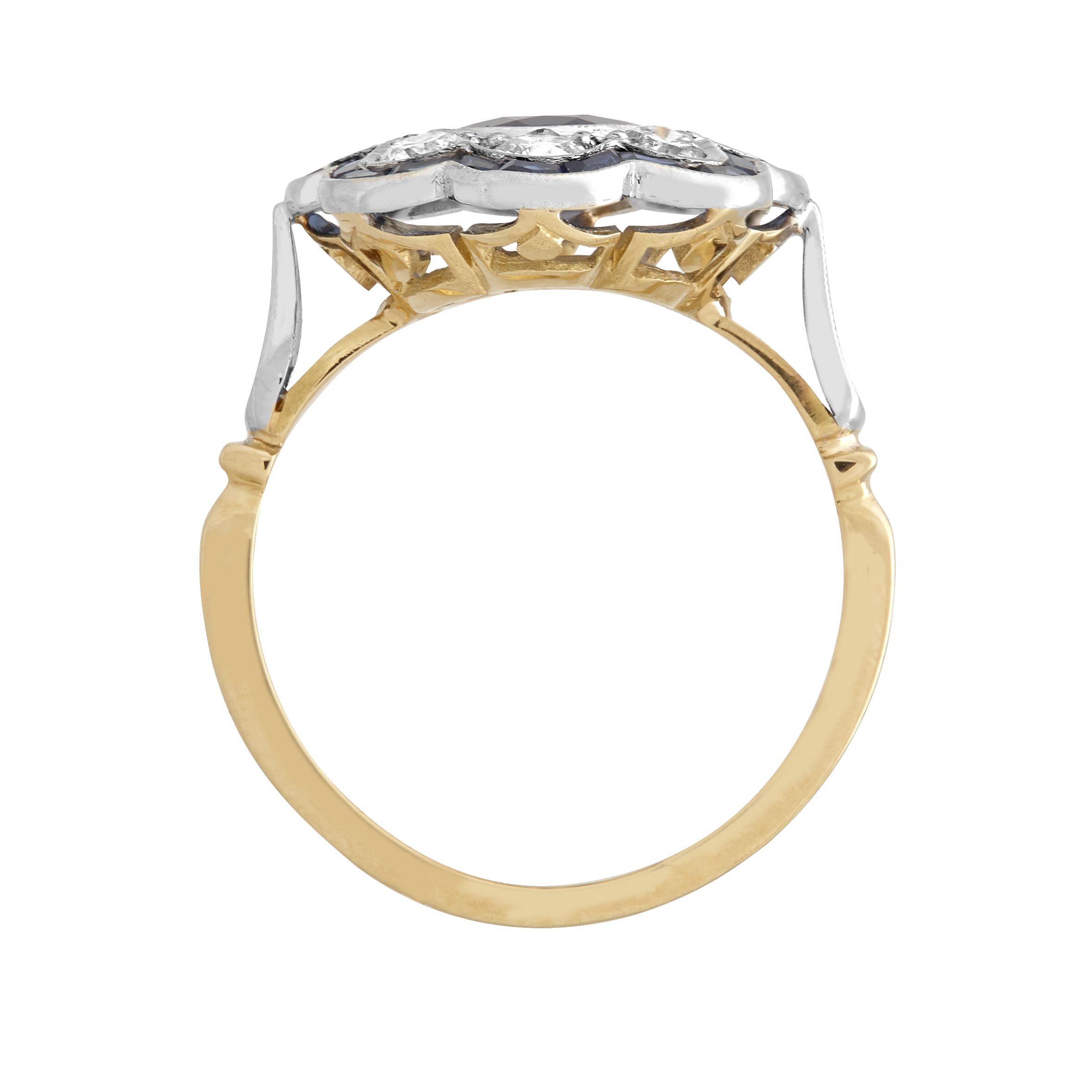 Bague festonnée saphir, calibrés et brillants style Art Déco Gerphagnon