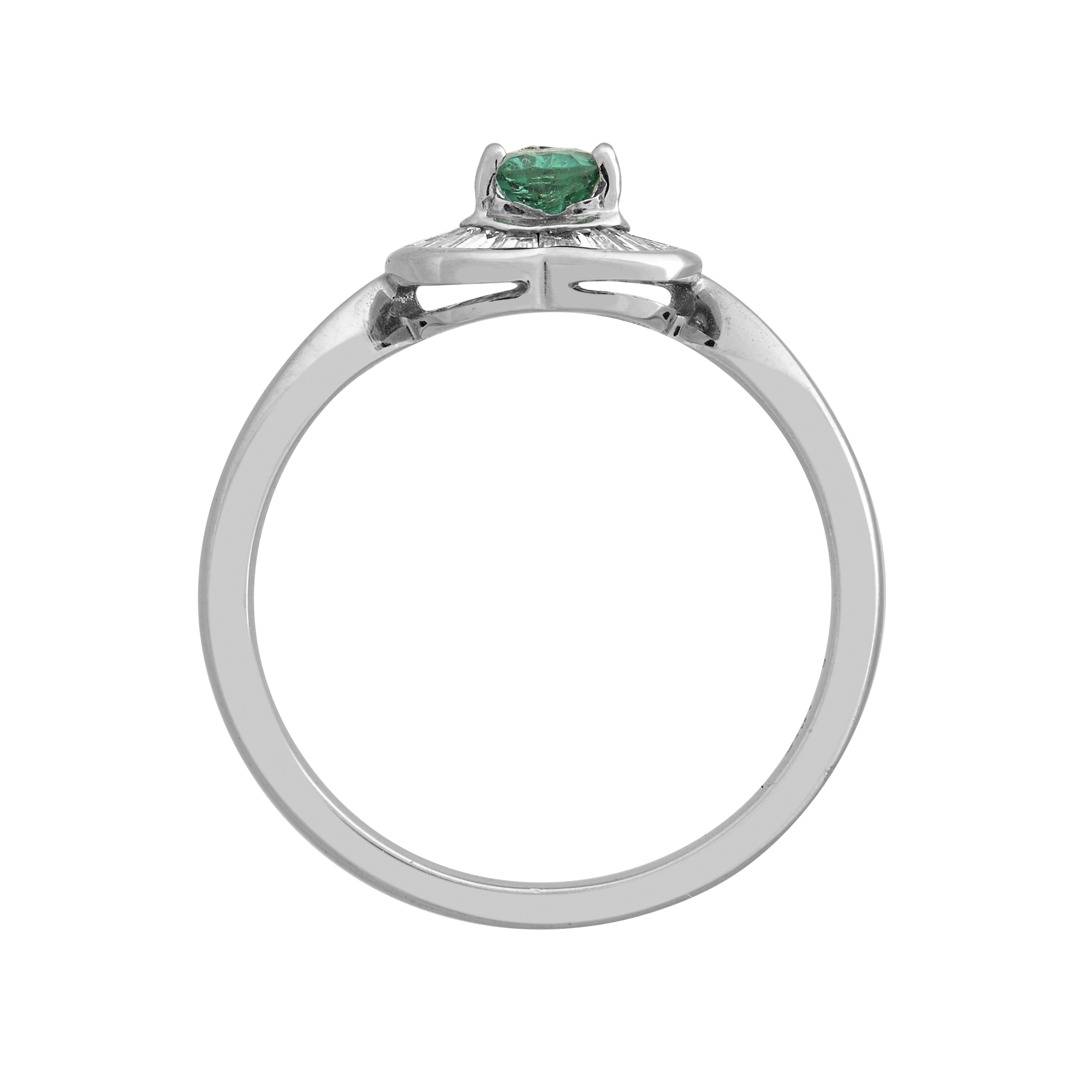 Bague Coeur émeraude poire et diamants baguettes Gerphagnon