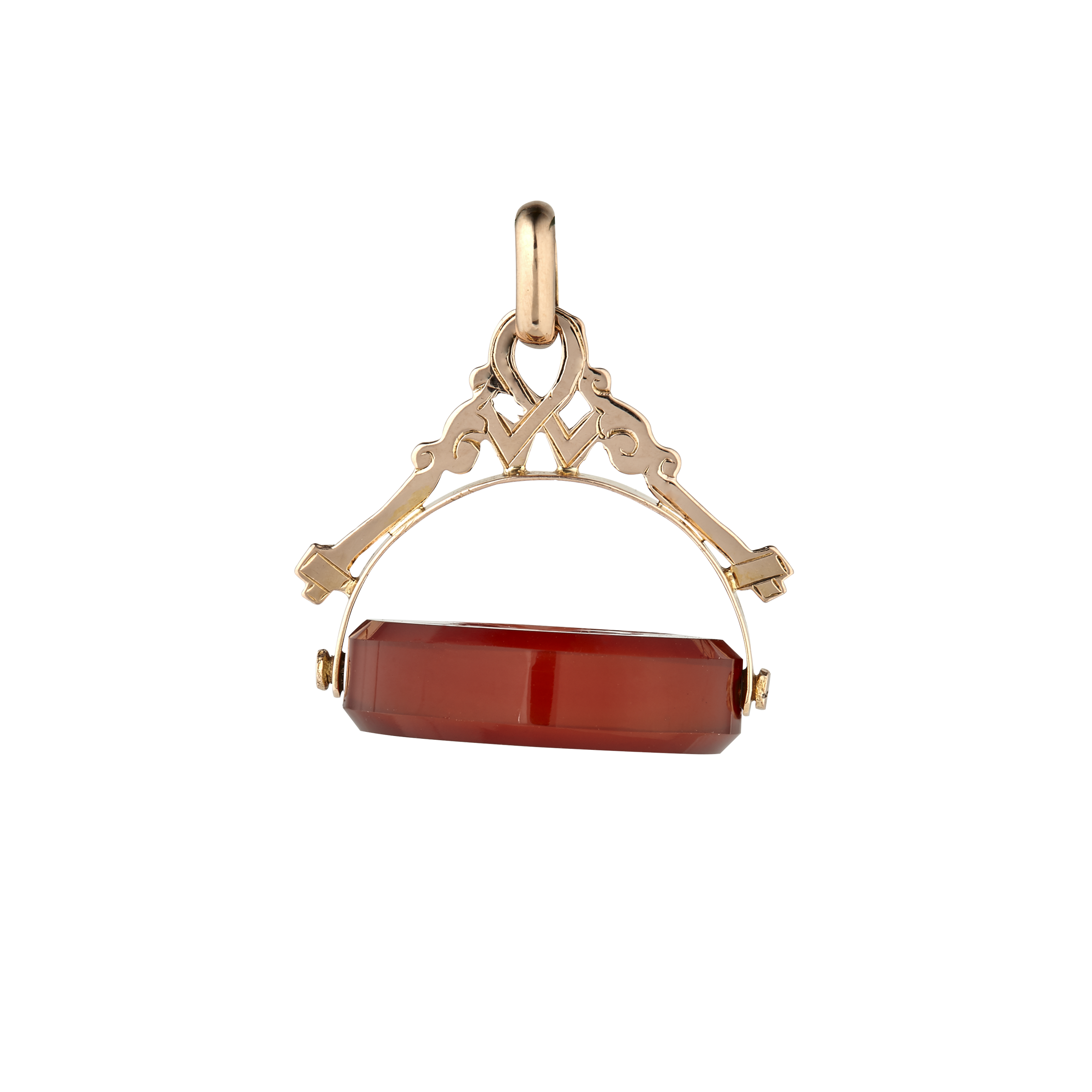 Pendentif pivotant intaille sur cornaline vers 1870 Gerphagnon