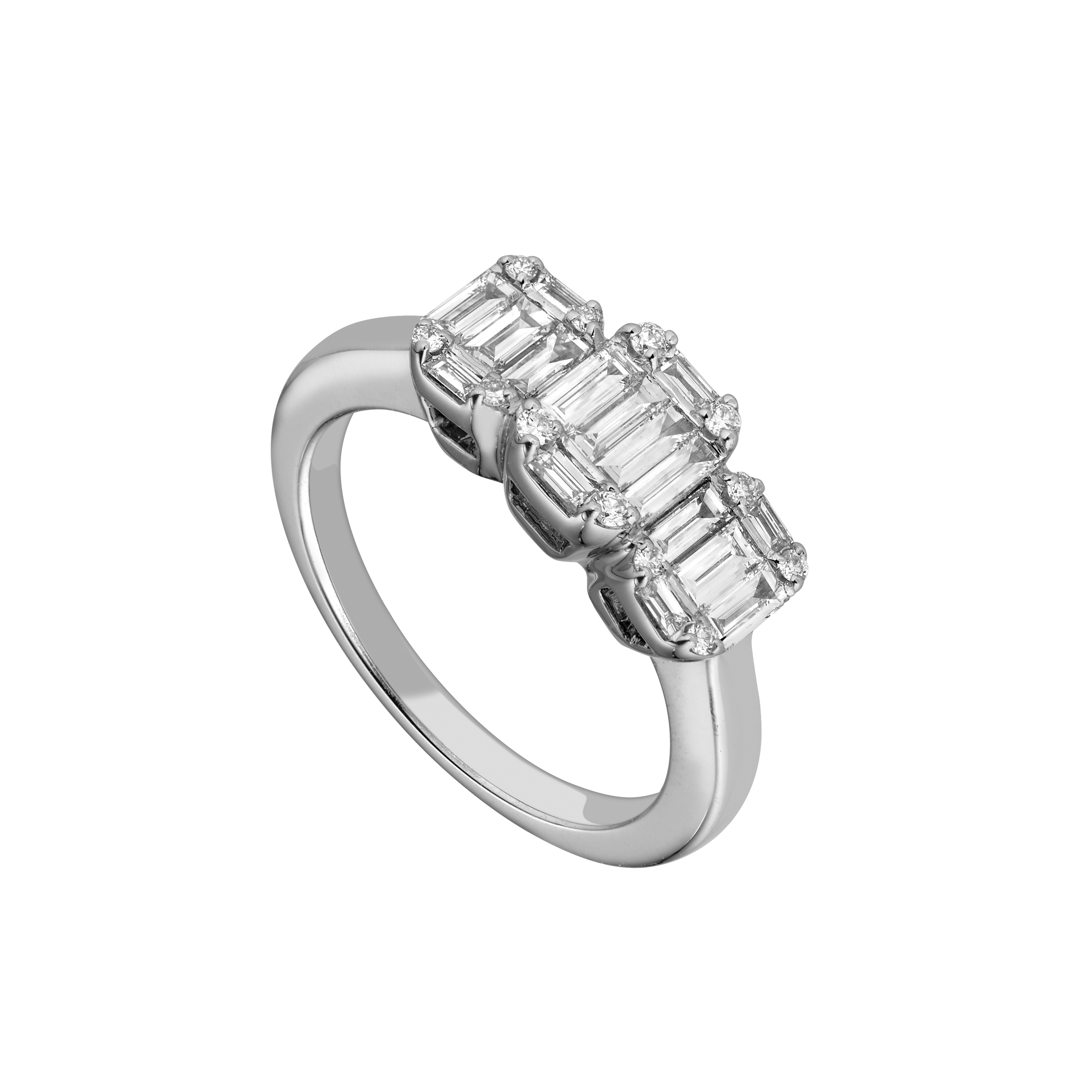 Bague Trilogie diamants baguettes Gerphagnon