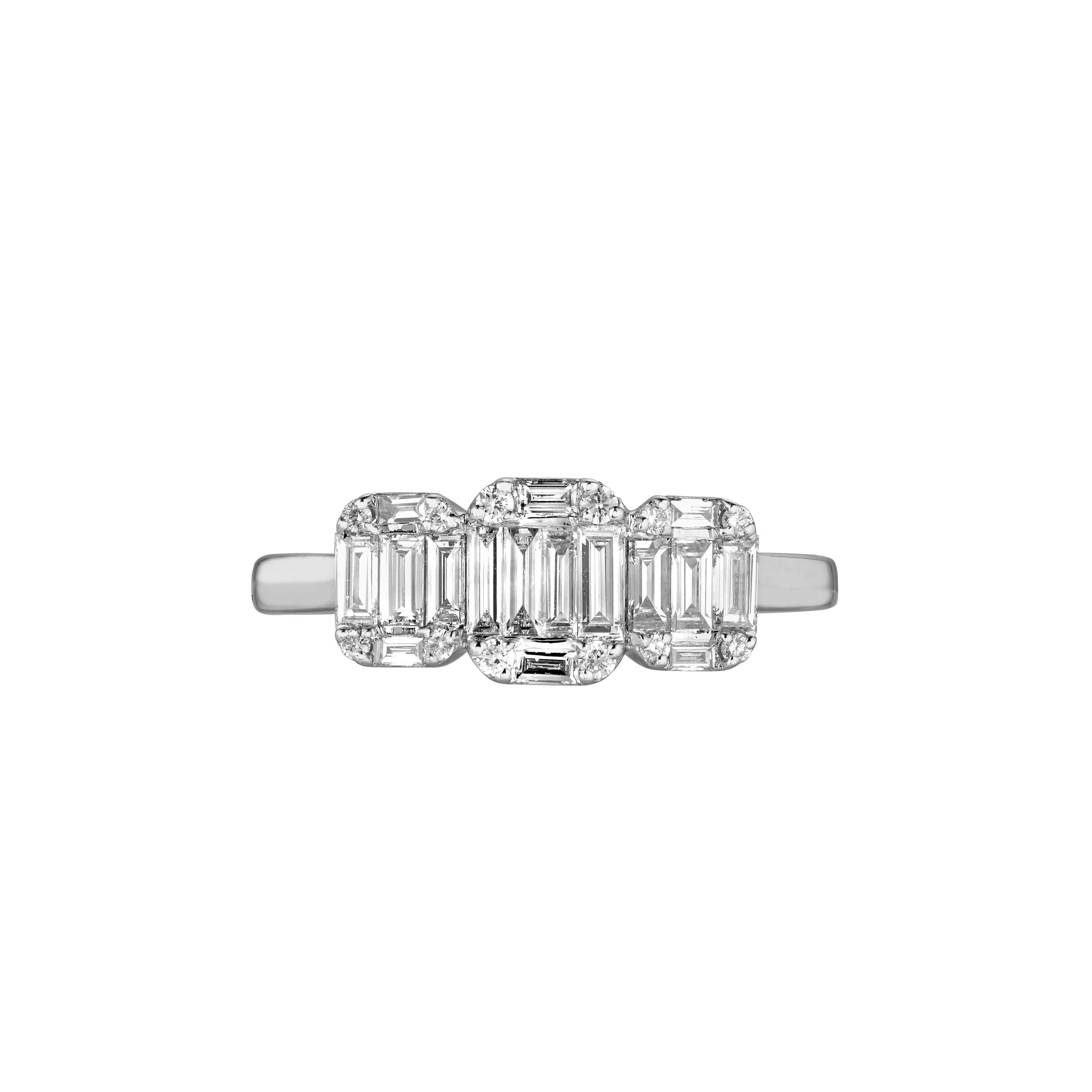 Bague Trilogie diamants baguettes Gerphagnon