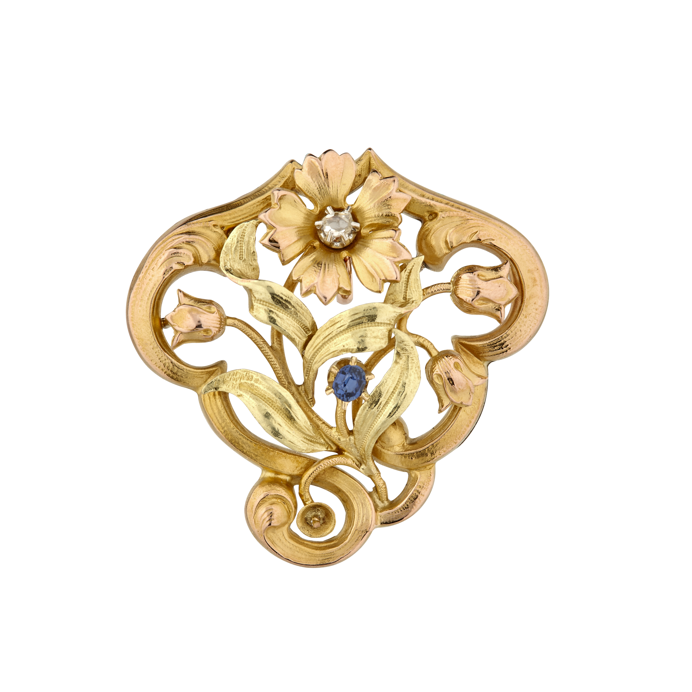 Pendentif floral 2 ors vers 1900 Gerphagnon