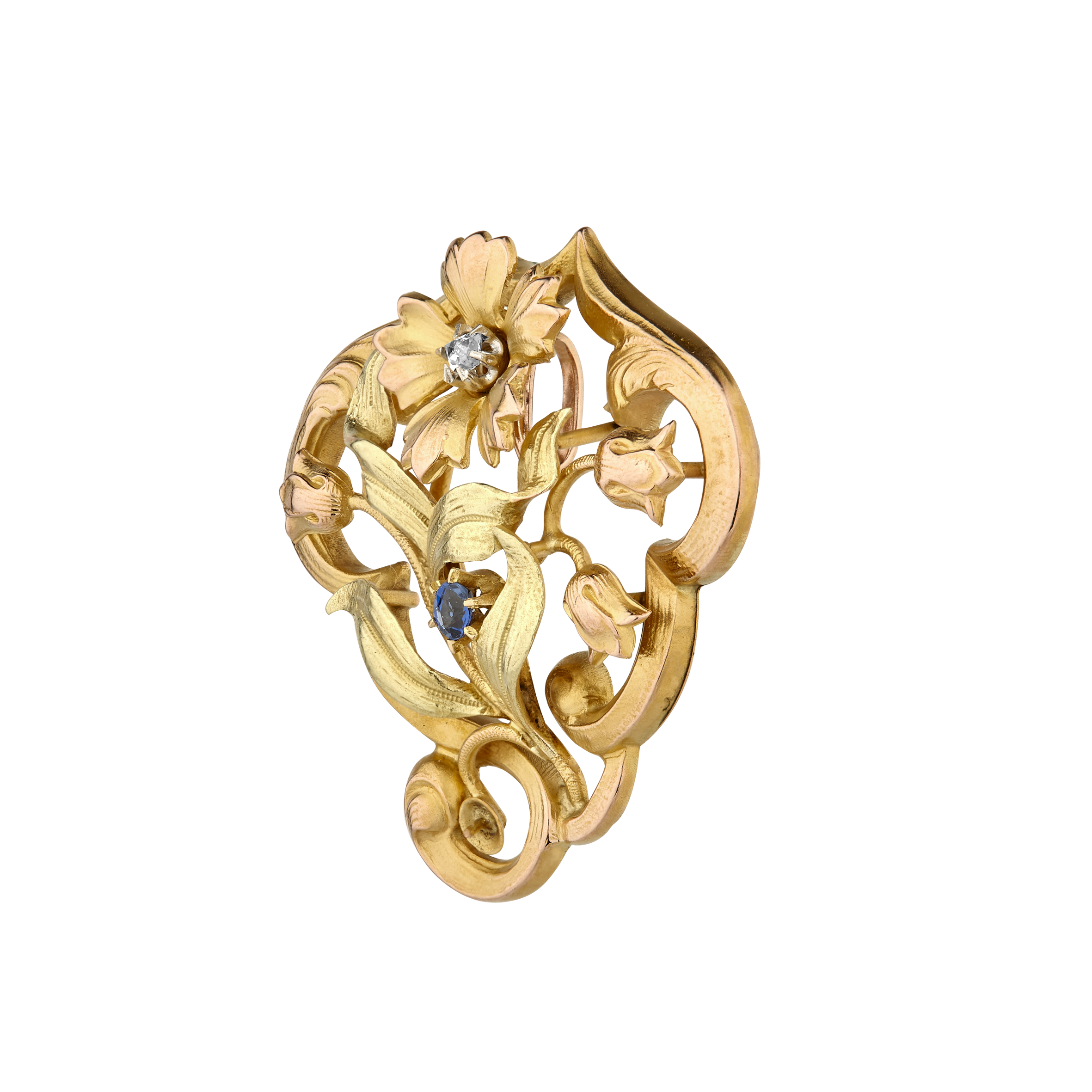 Pendentif floral 2 ors vers 1900 Gerphagnon