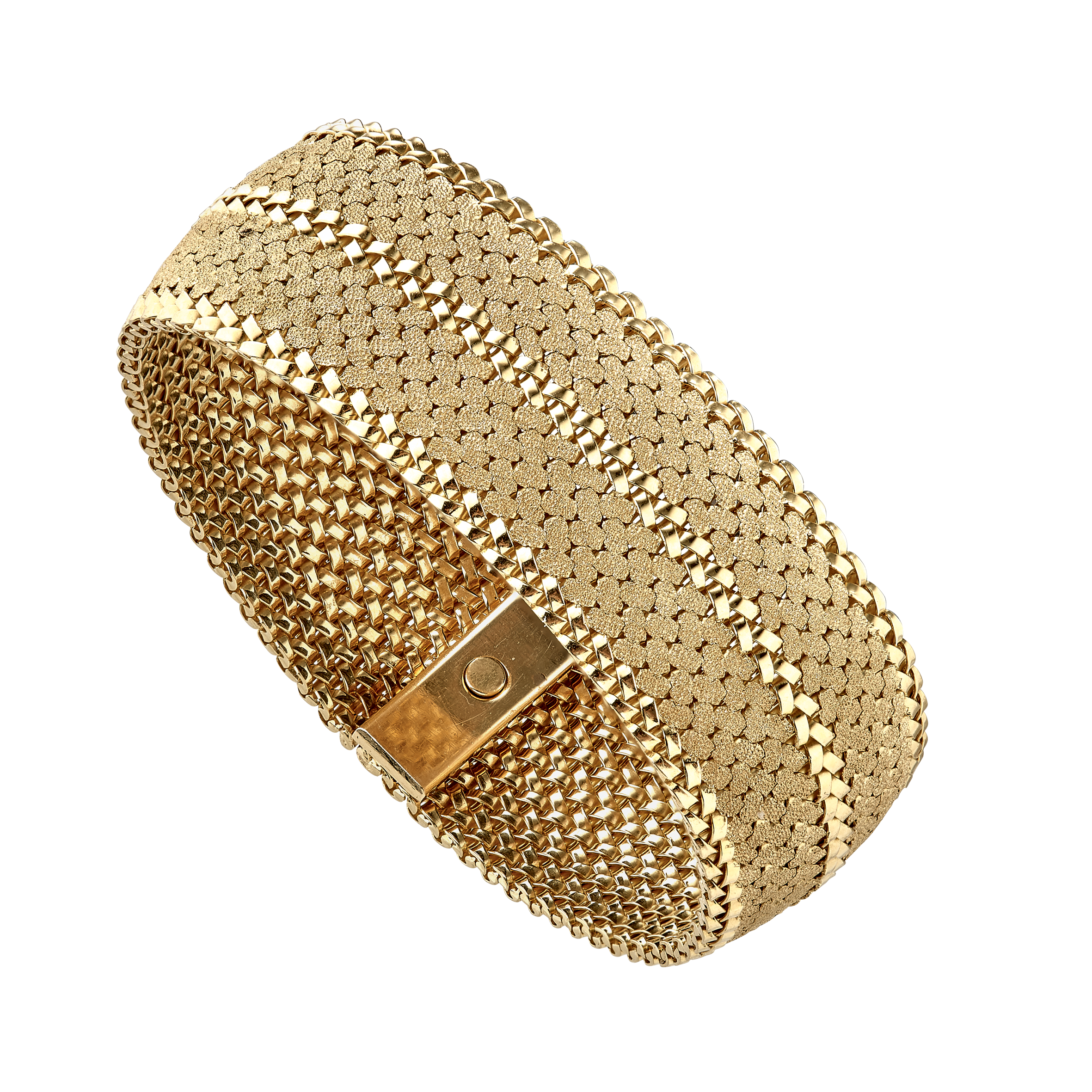 Bracelet manchette tressé mat et brillant vers 1960 Gerphagnon