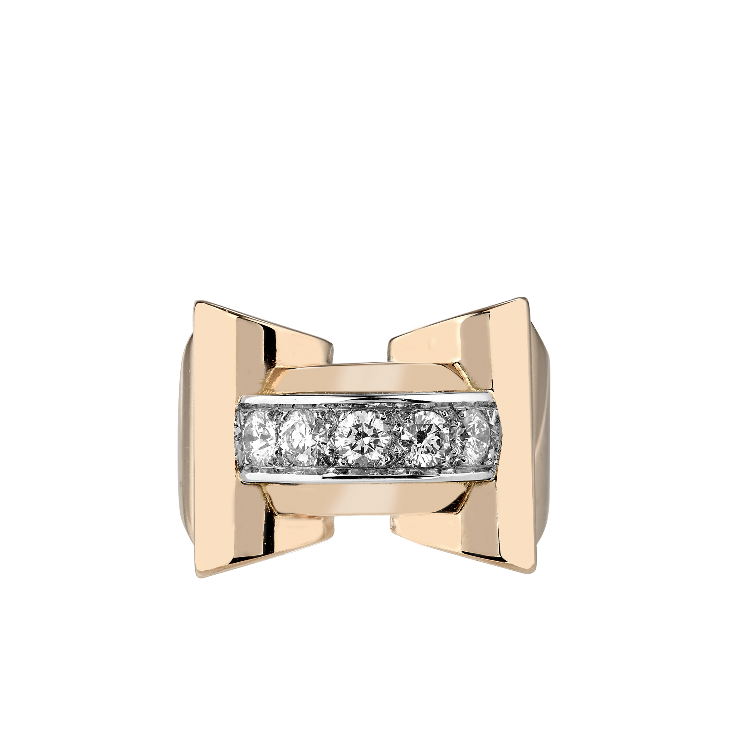 Bague Tank rouleaux diamants vers 1940 Gerphagnon