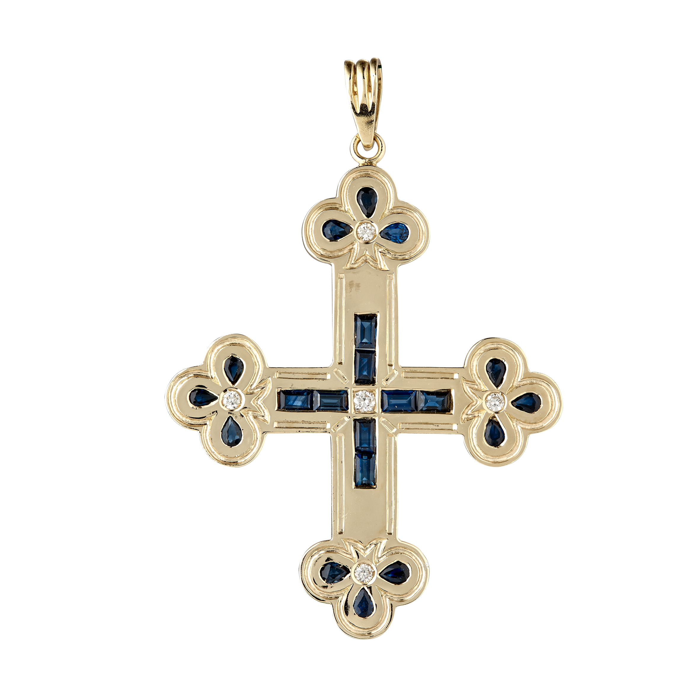 Croix Saphirs et diamants Gerphagnon