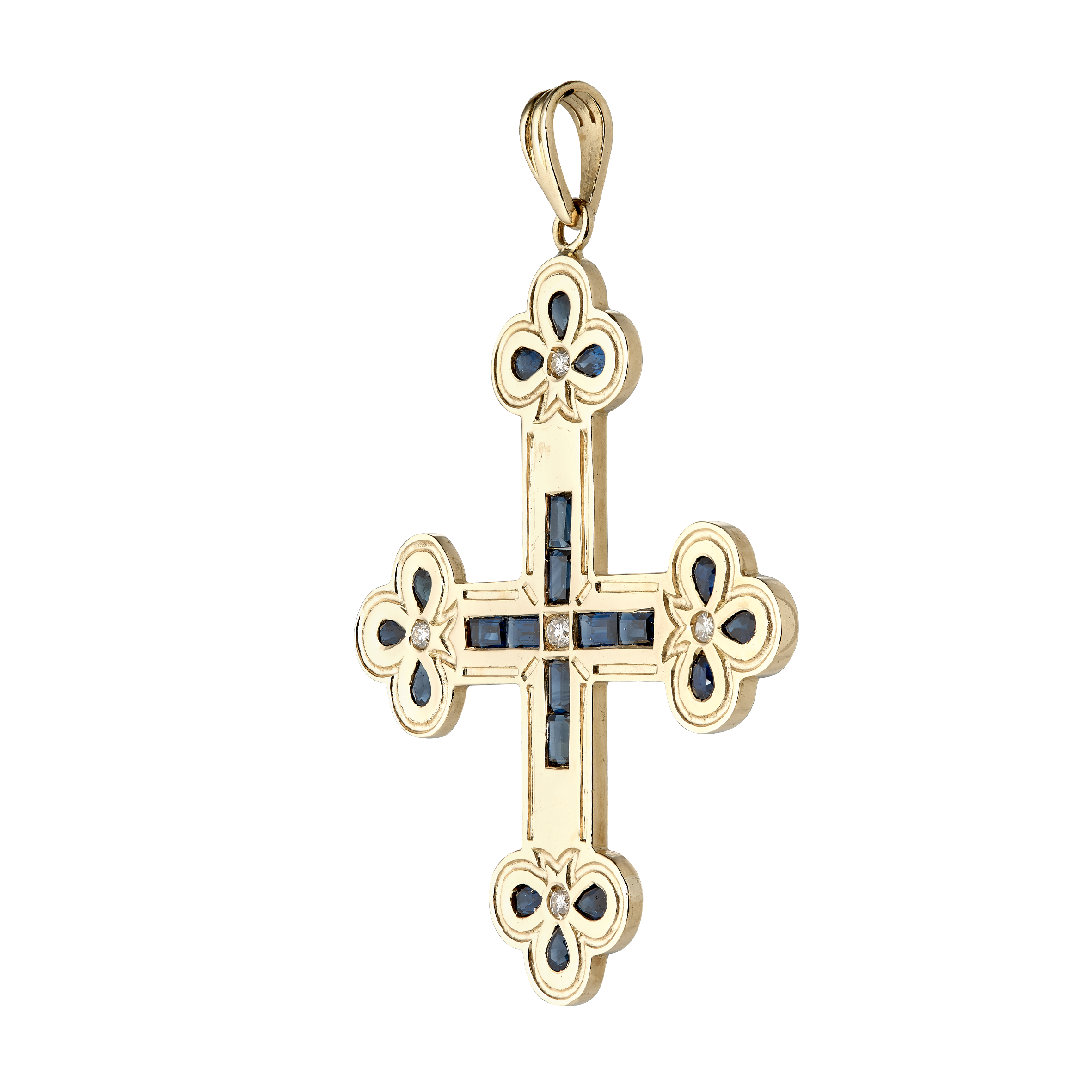 Croix Saphirs et diamants Gerphagnon