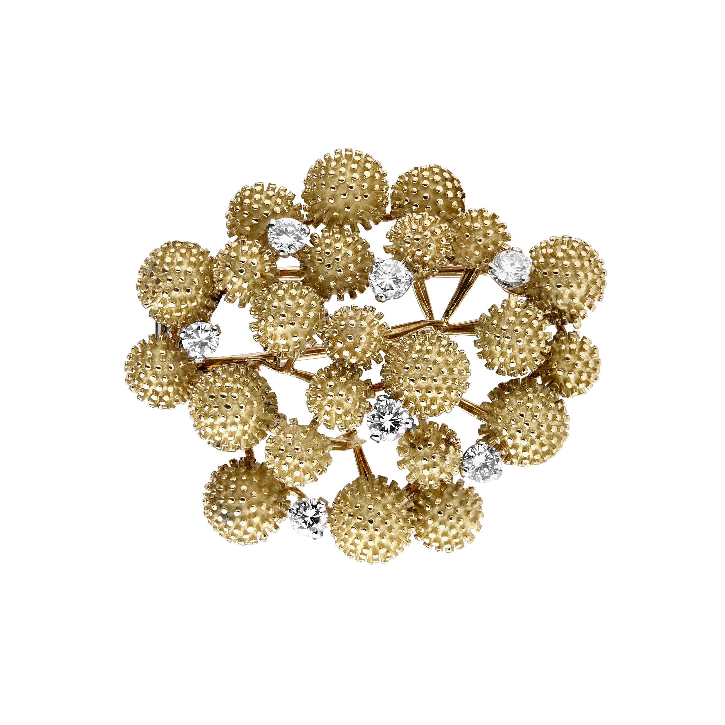 Broche "Mimosas" diamants vers 1960-1970 Gerphagnon