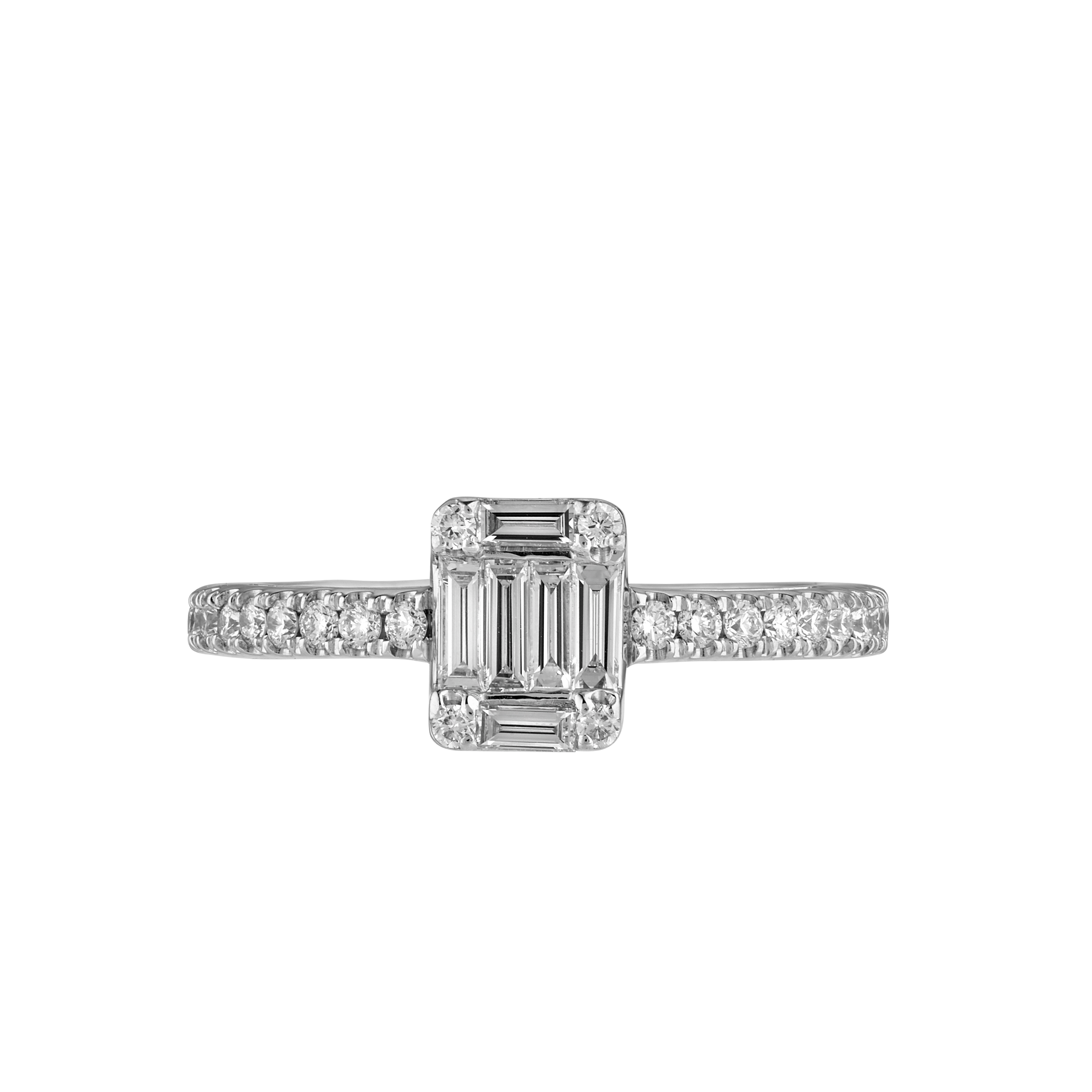 Bague rectangle diamants baguettes et brillants Gerphagnon