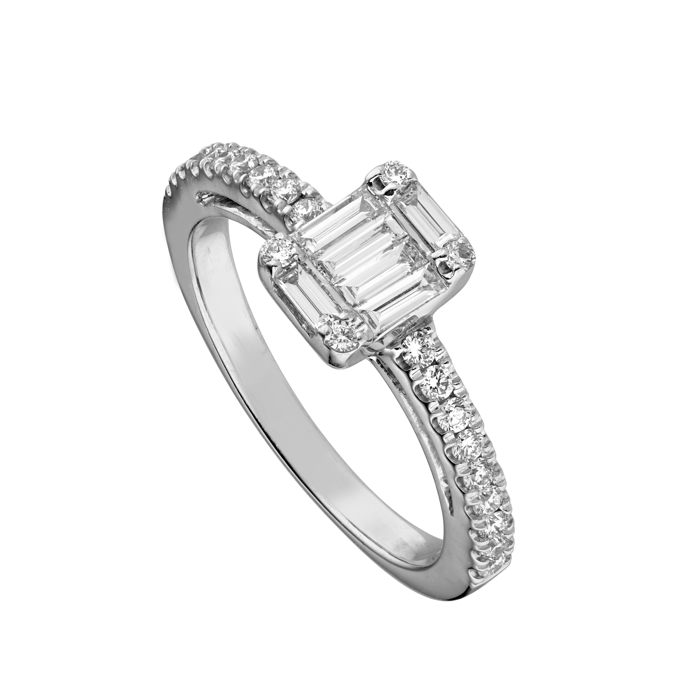 Bague rectangle diamants baguettes et brillants Gerphagnon