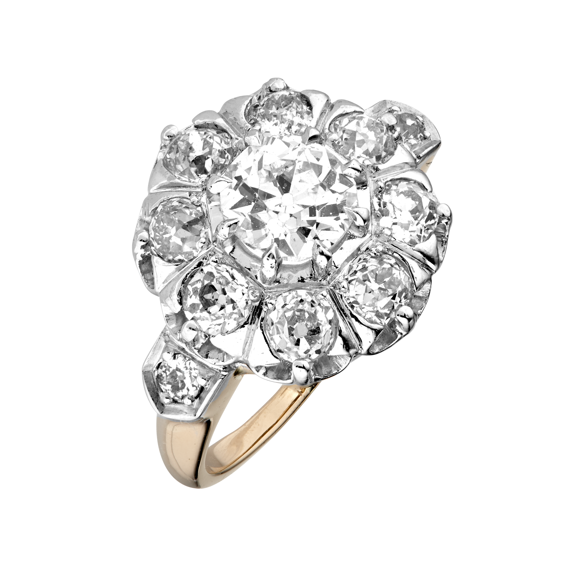 Bague "Pompadour" diamants fin XIXème Gerphagnon