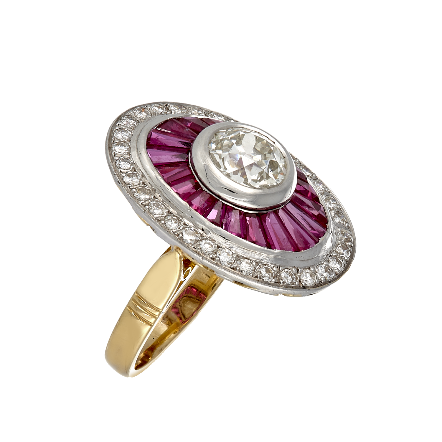 Bague Style 1925 diamants et rubis calibrés Gerphagnon