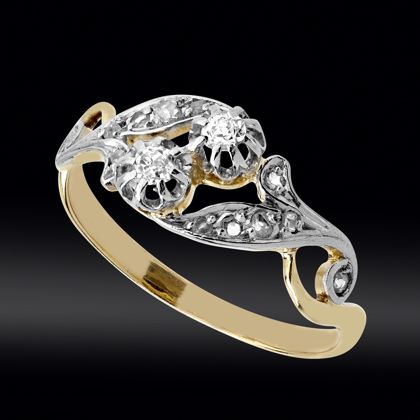 Bague "Toi et Moi" diamants vers 1920 Gerphagnon
