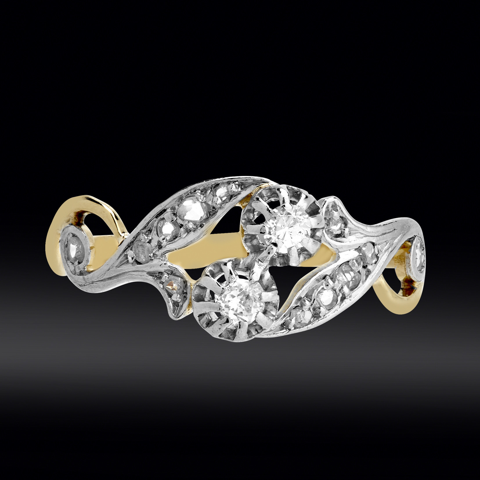 Bague "Toi et Moi" diamants vers 1920 Gerphagnon