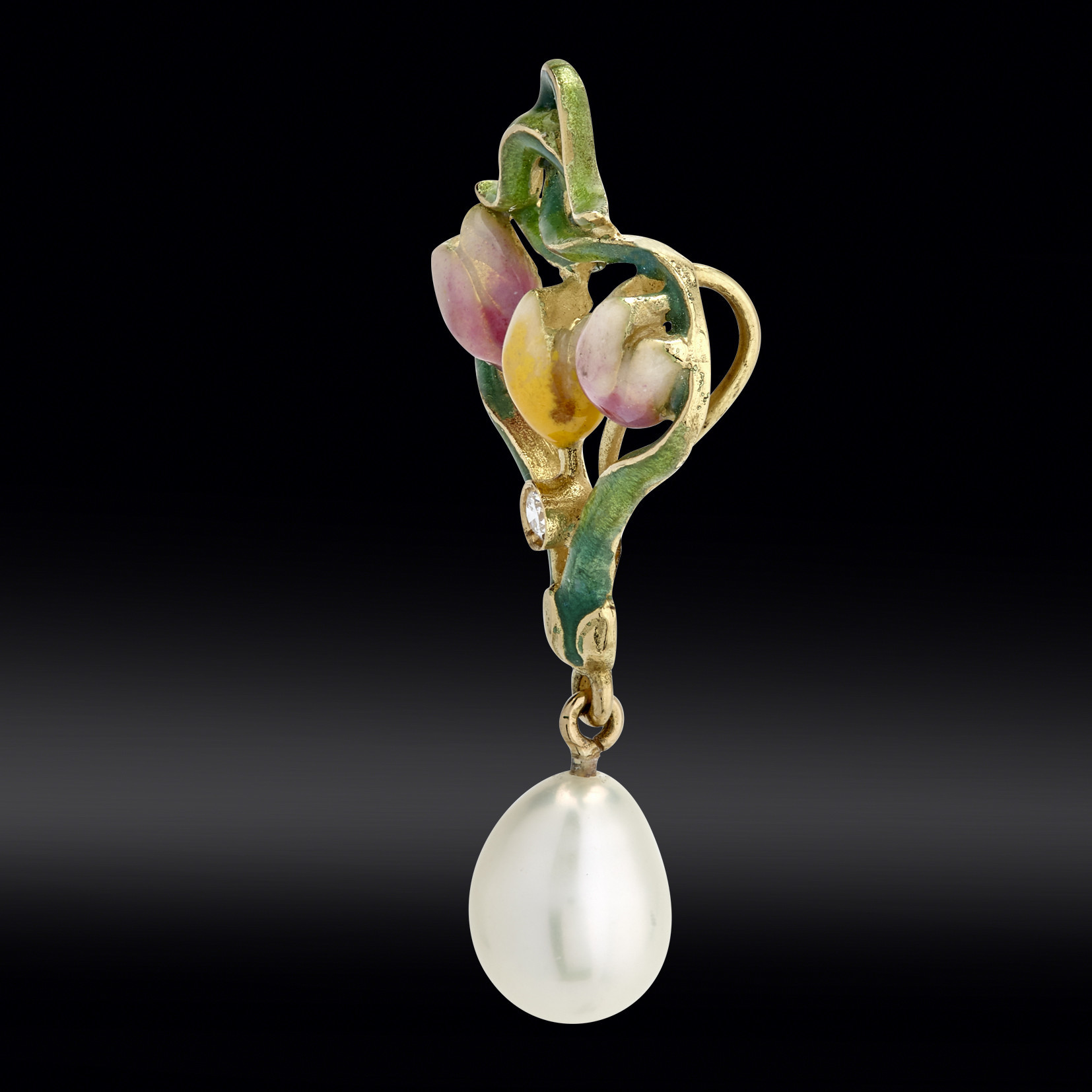 Pendentif émail et perle poire Gerphagnon