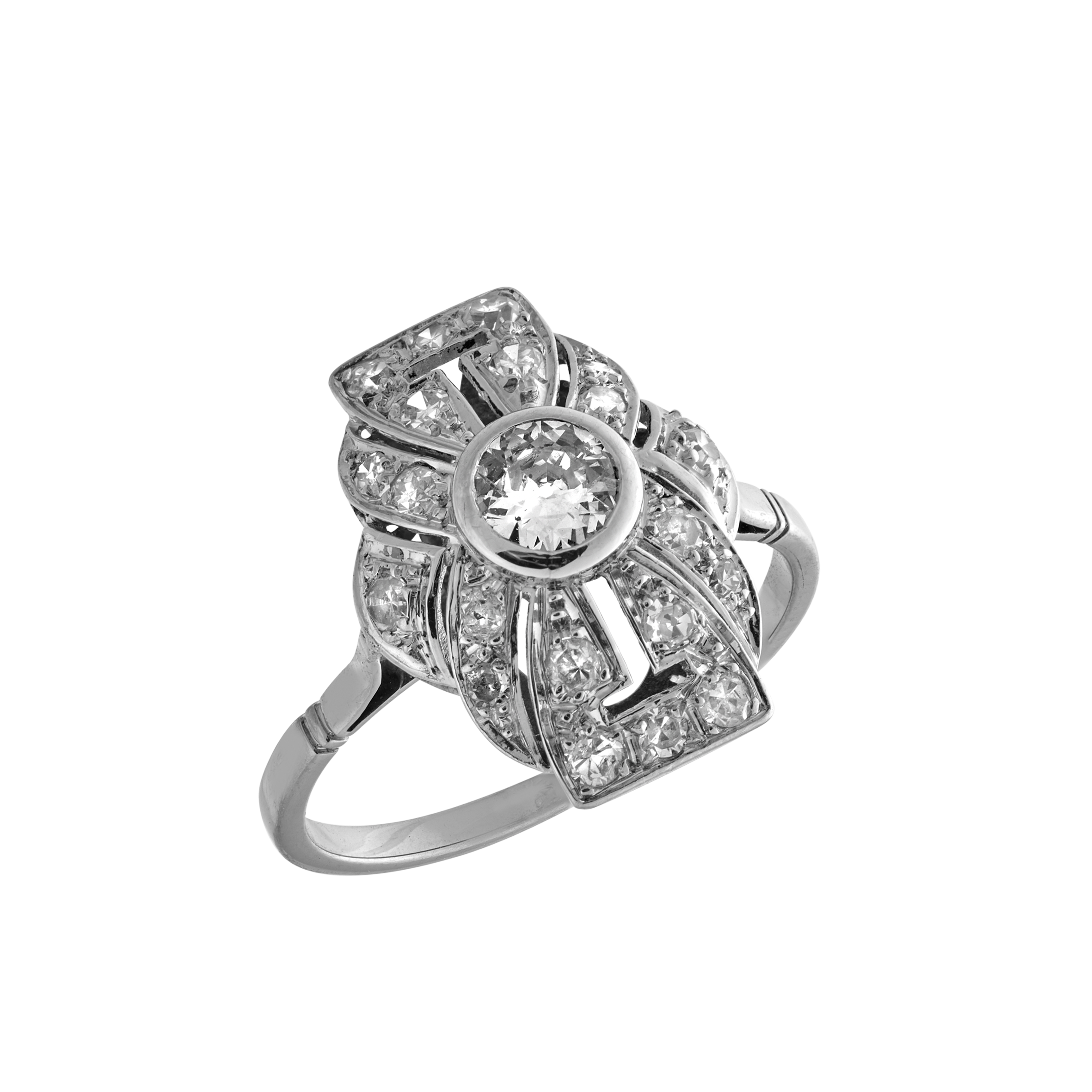 Bague diamants bombée vers 1920 Gerphagnon