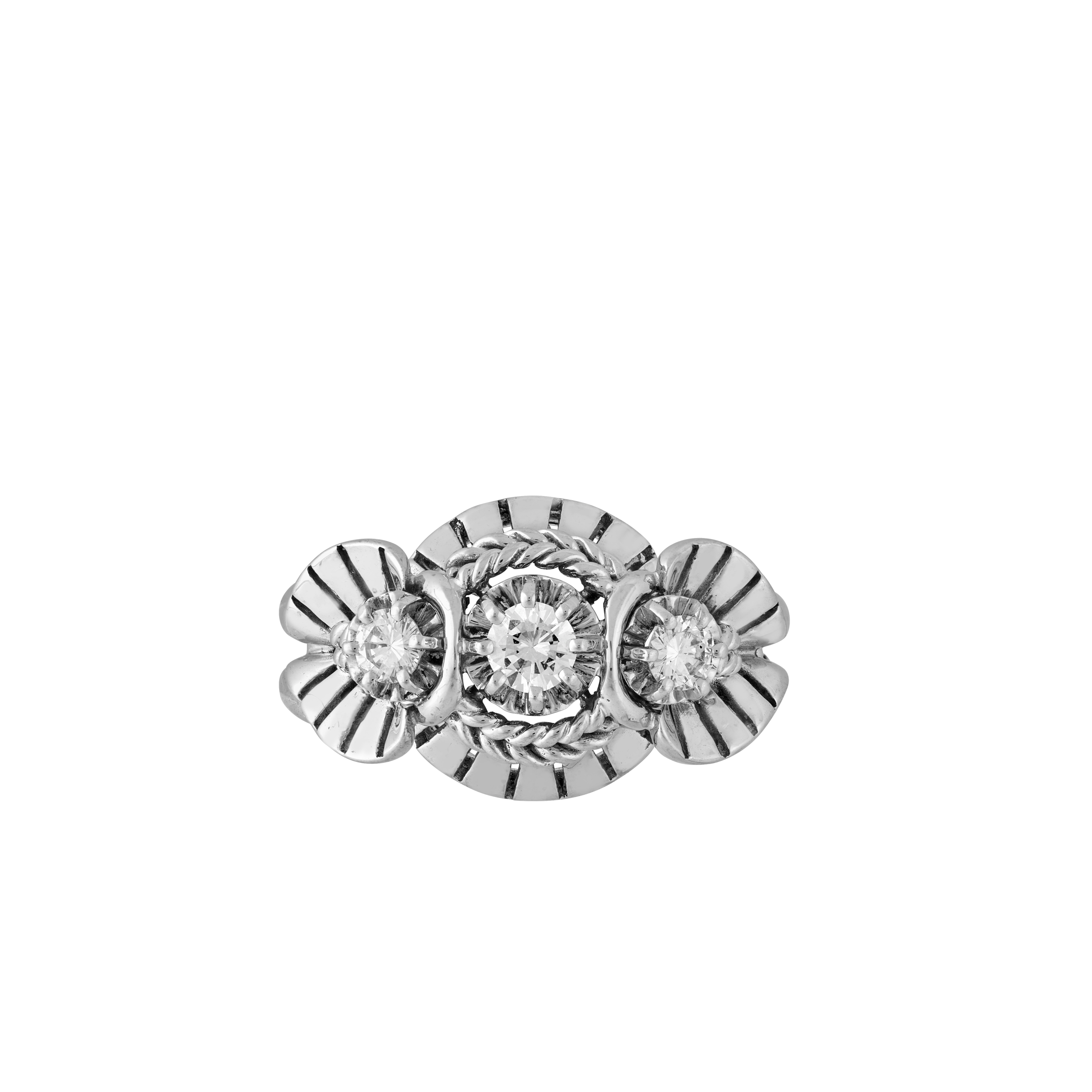 Bague trilogie diamants vers 1950 Gerphagnon
