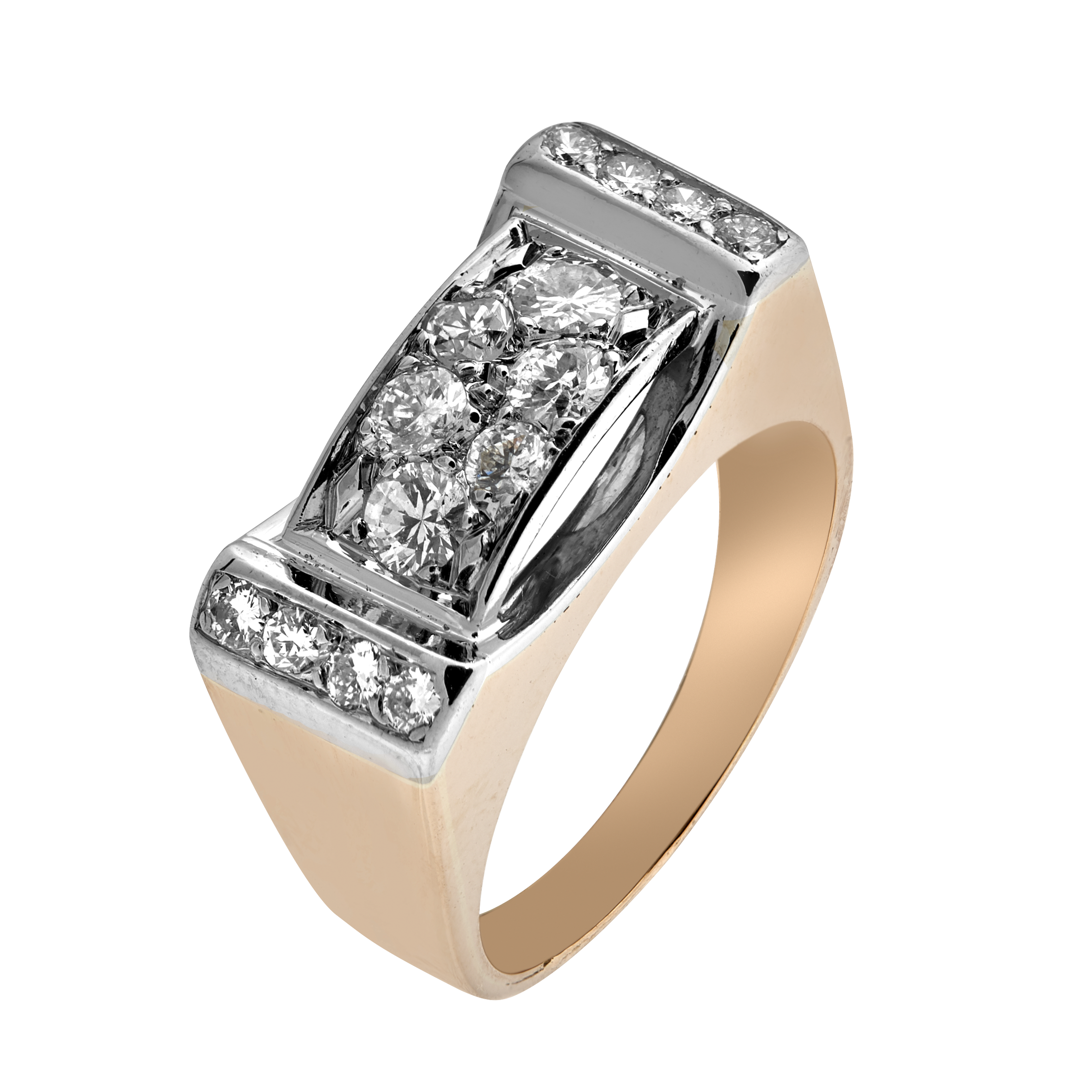 Bague Tank pont diamants vers 1940 Gerphagnon