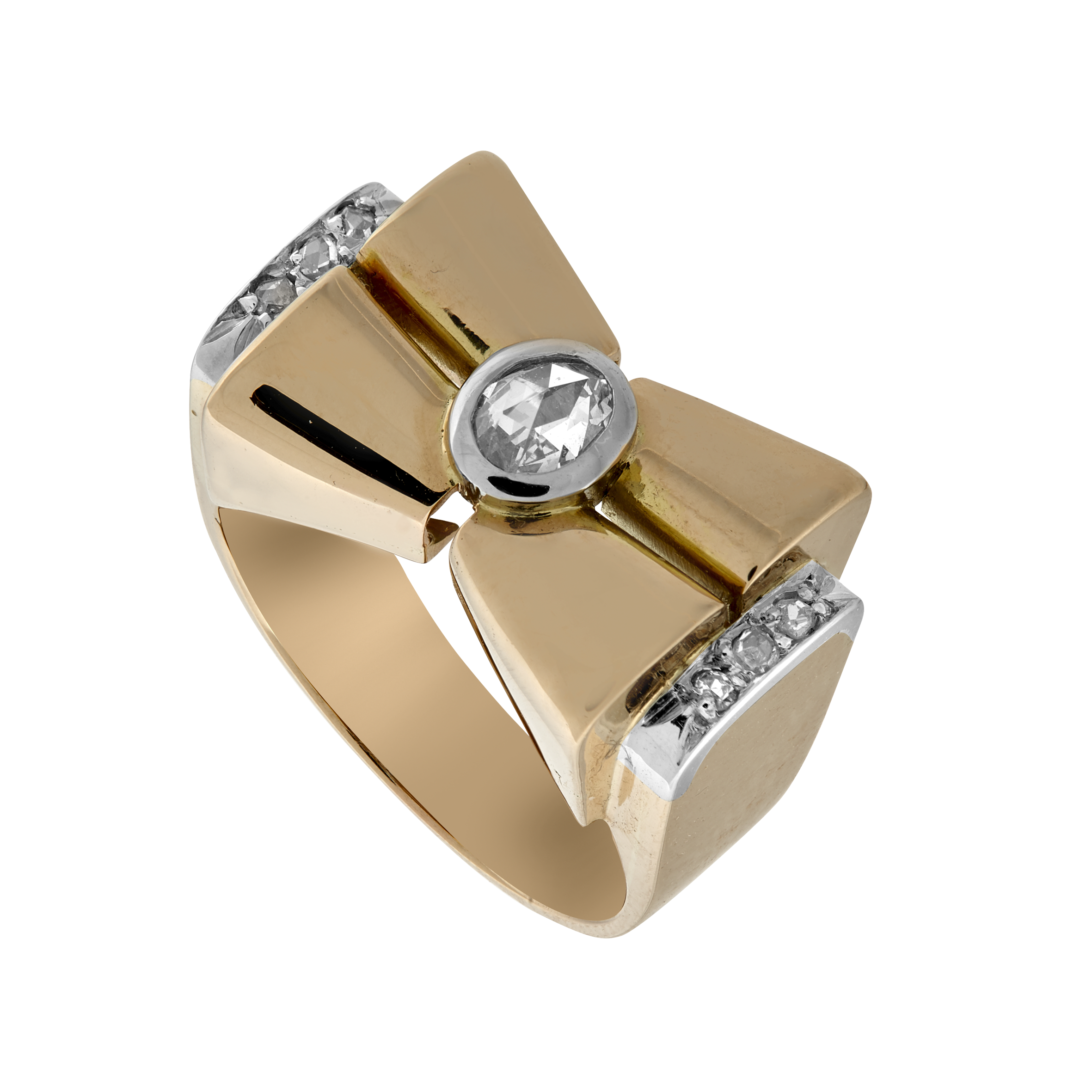 Bague Nœud diamants taille rose vers 1940 Gerphagnon