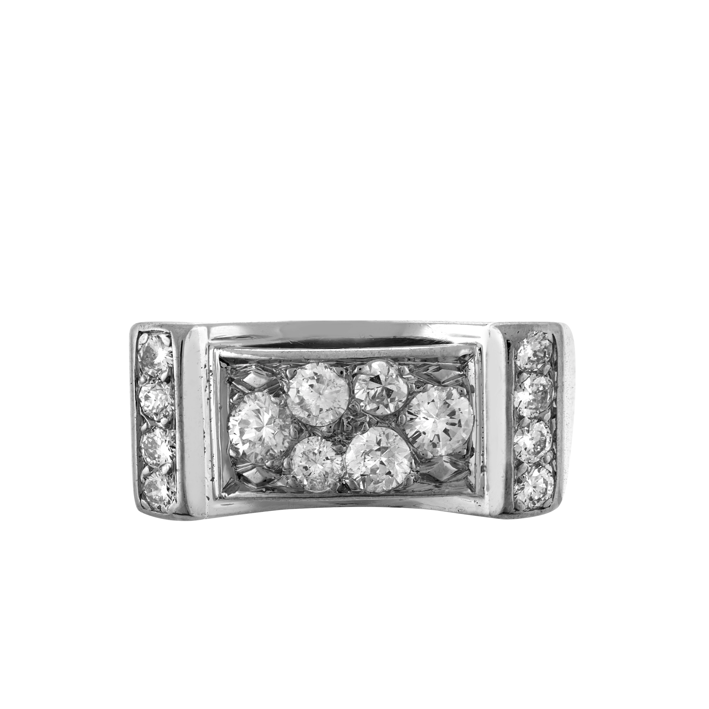Bague Tank pont diamants vers 1940 Gerphagnon