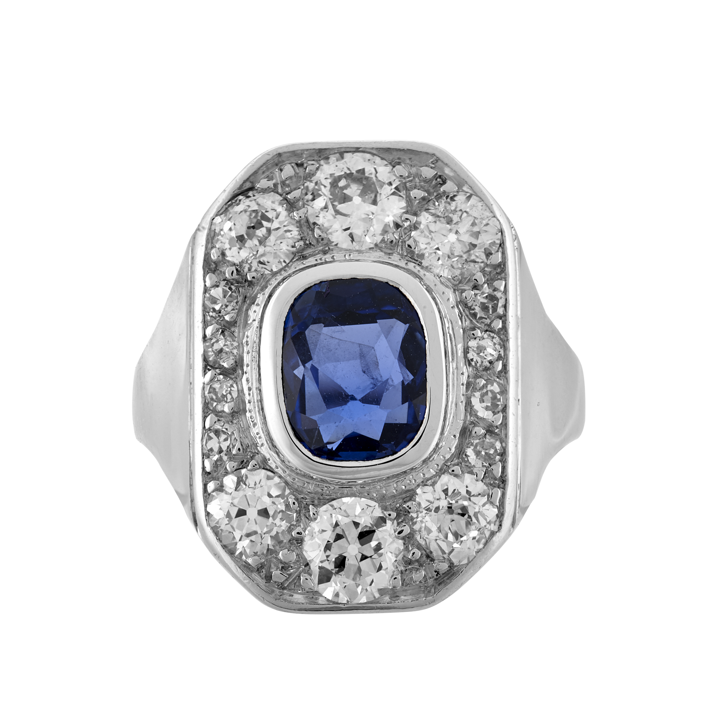 Bague saphir Ceylan non chauffé et diamants vers 1925 Gerphagnon