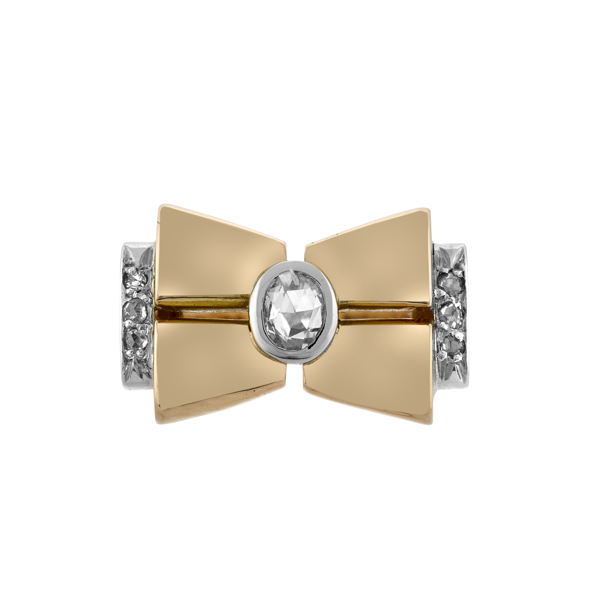 Bague Nœud diamants taille rose vers 1940 Gerphagnon