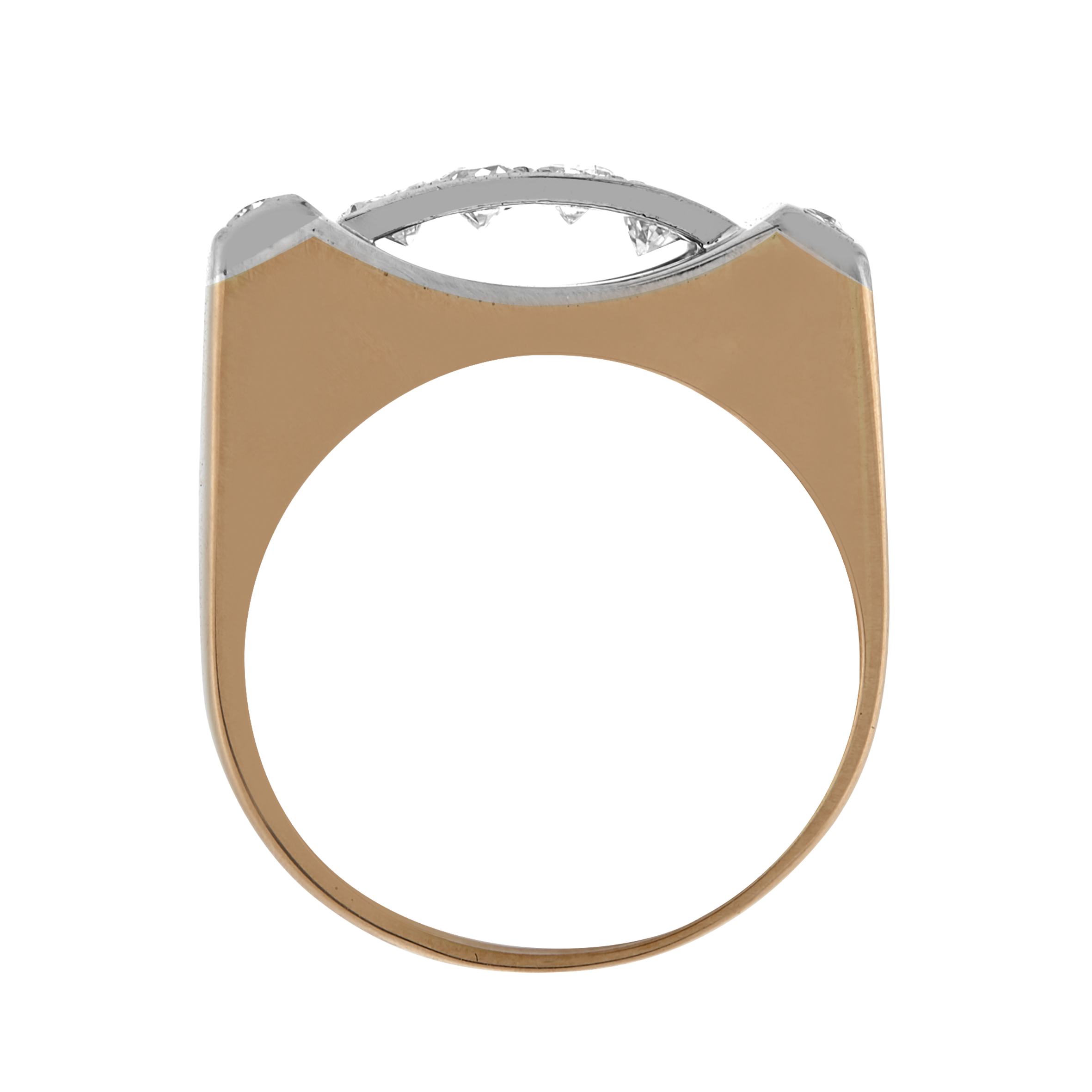 Bague Tank pont diamants vers 1940 Gerphagnon