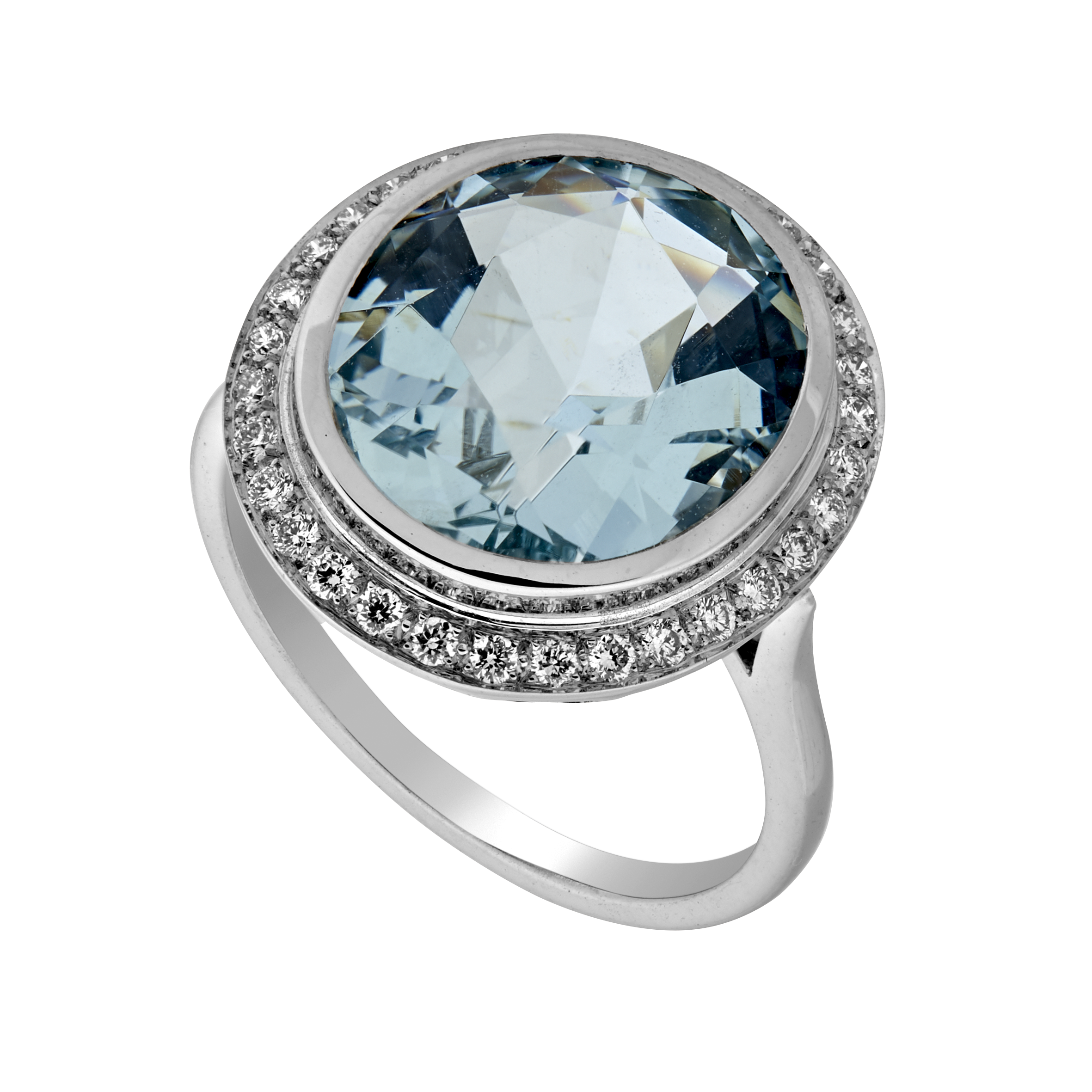 Bague aigue-marine 7,10 carats entourage diamants Gerphagnon