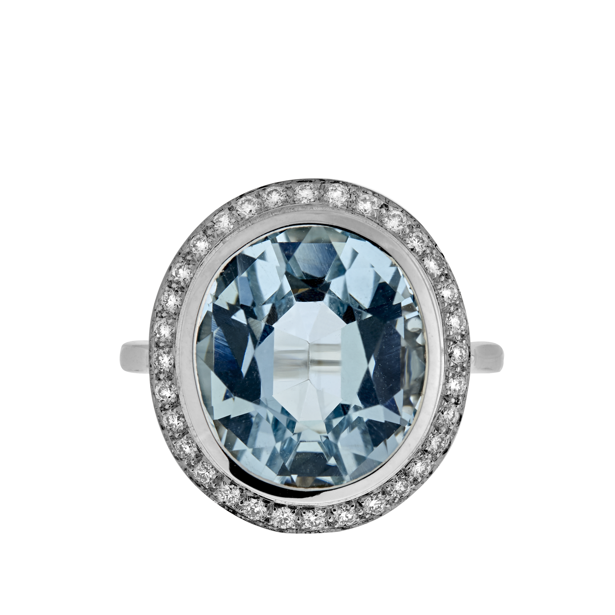 Bague aigue-marine 7,10 carats entourage diamants Gerphagnon