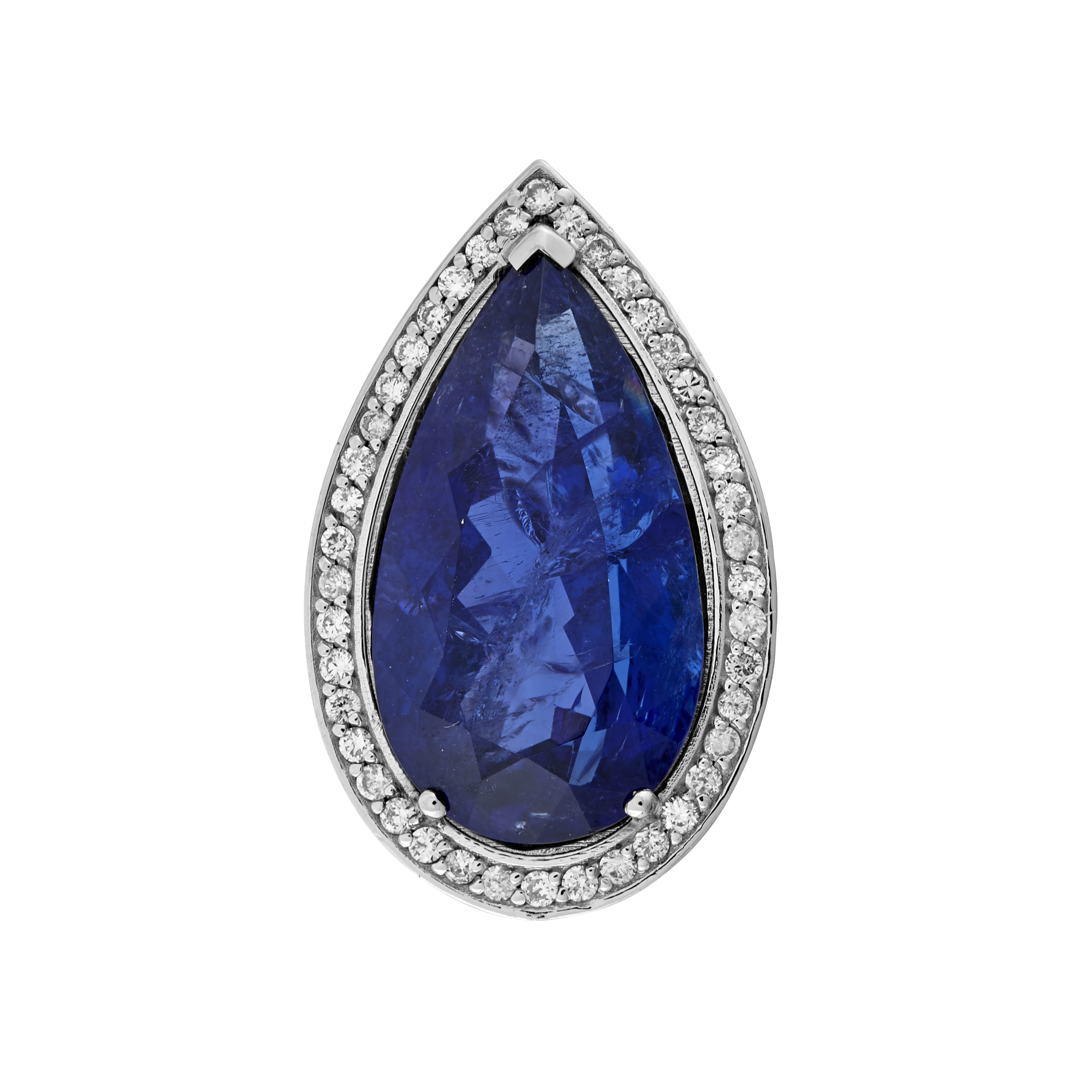 Pendentif poire tanzanite 15,94 carats et diamants Gerphagnon