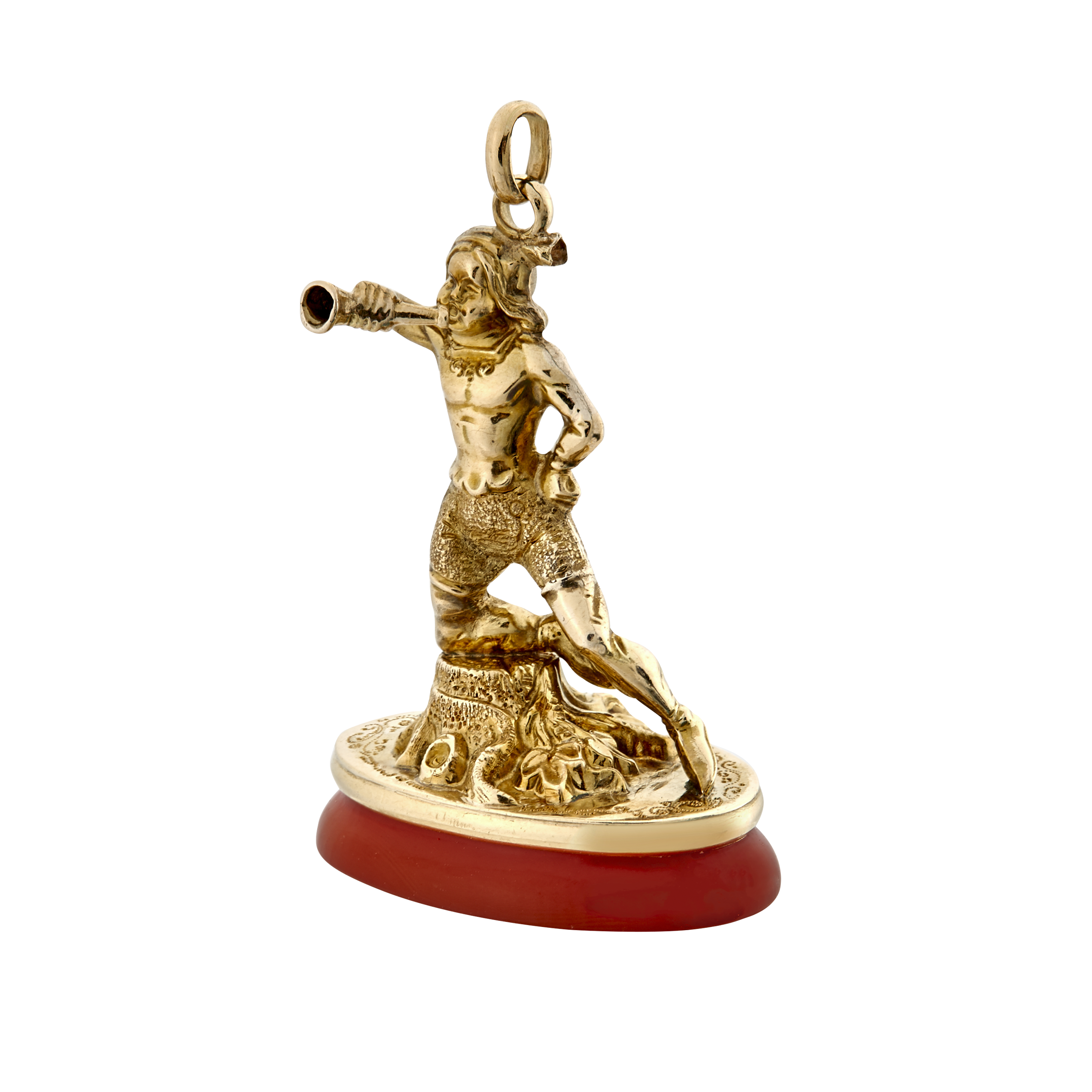 Pendentif (breloque) fantassin - cornaline XIXe Gerphagnon