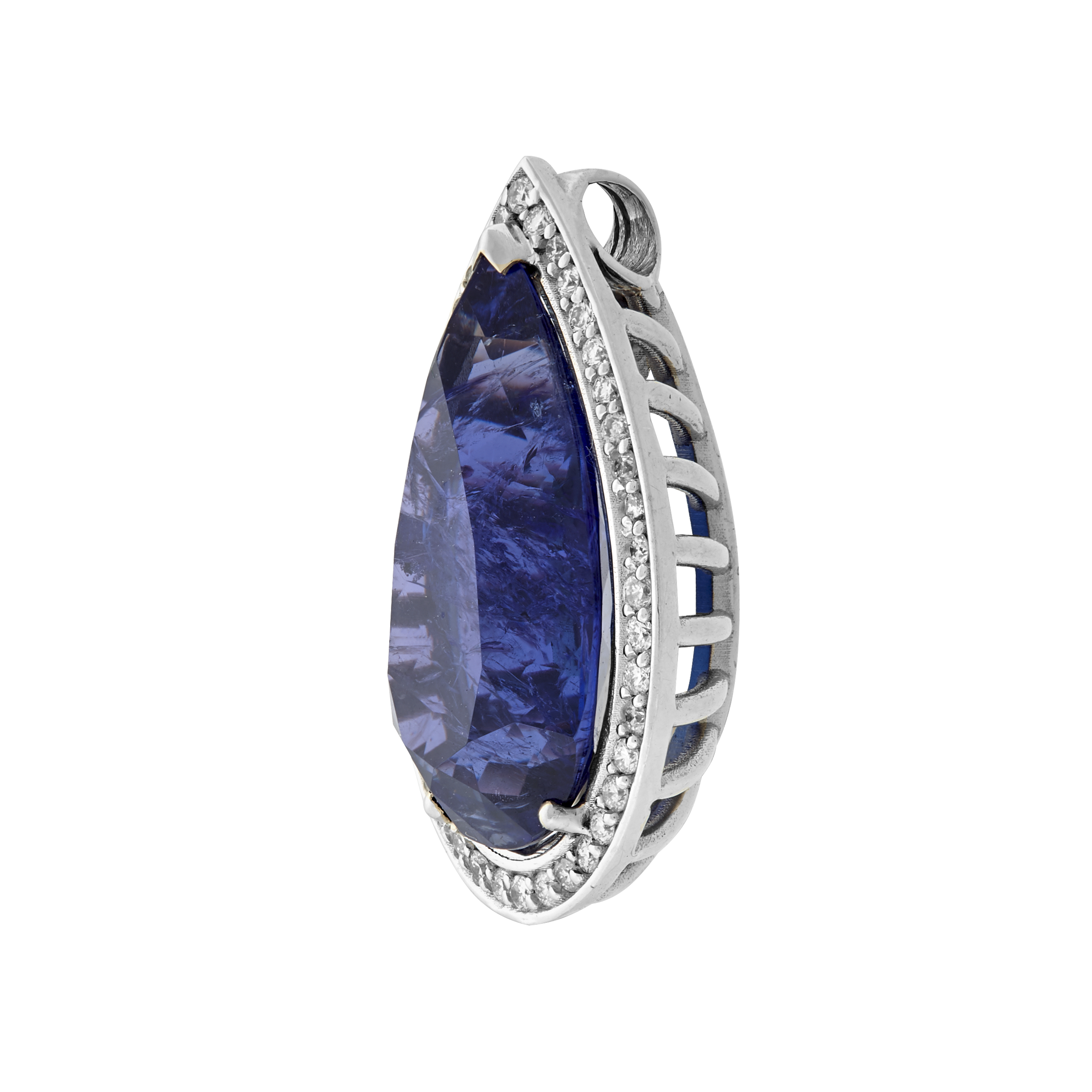 Pendentif poire tanzanite 15,94 carats et diamants Gerphagnon