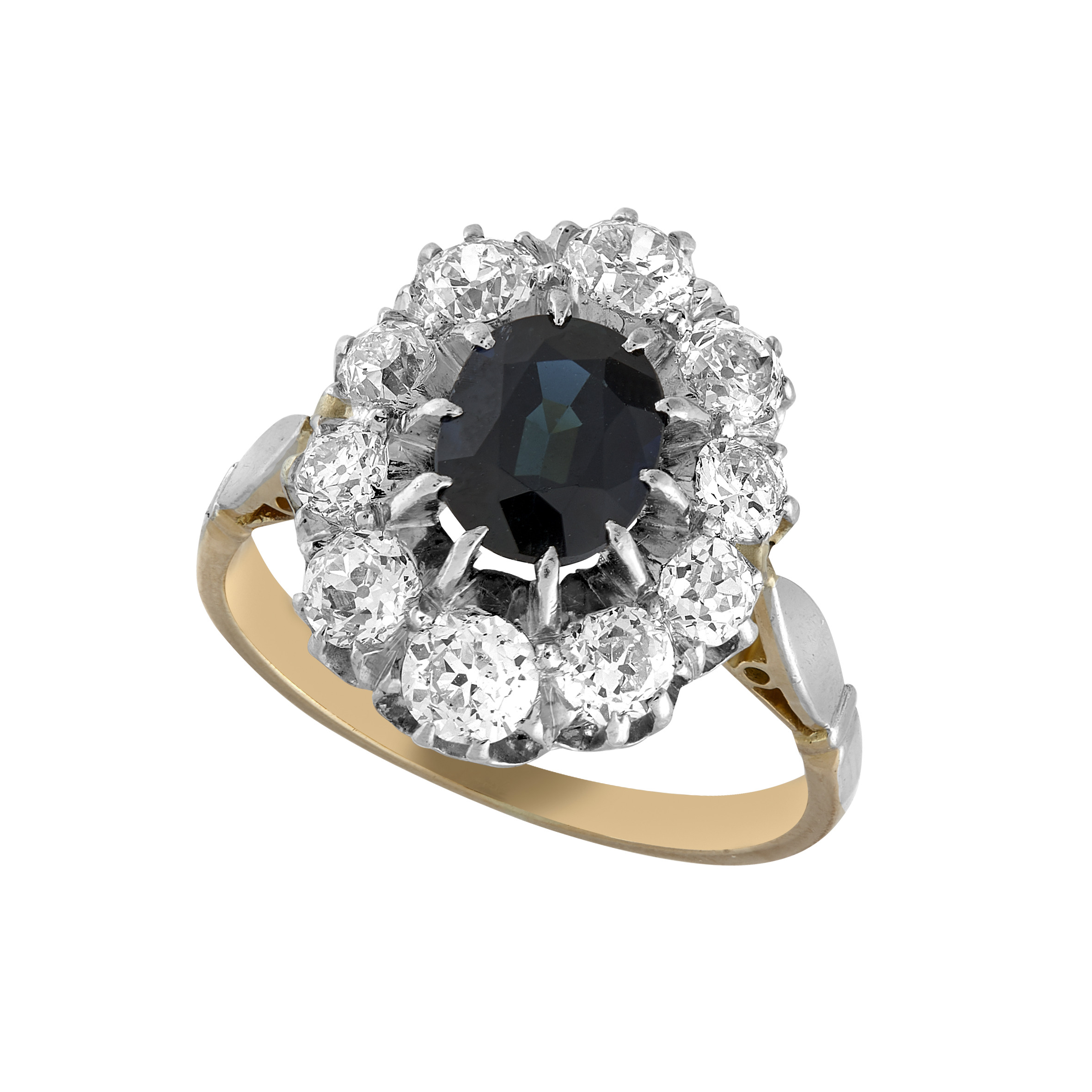 Bague pompadour saphirs et diamants fin XIXe Gerphagnon