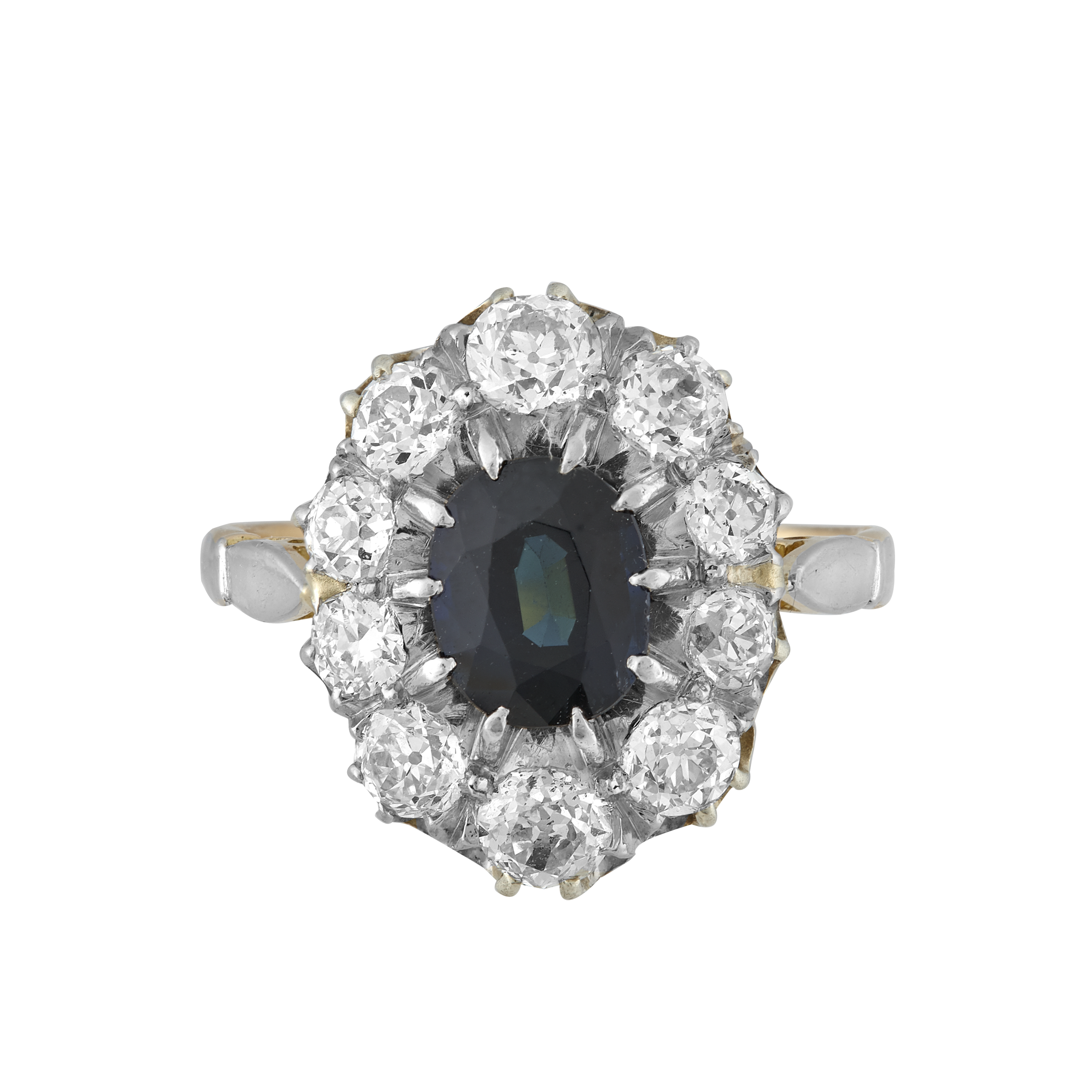 Bague pompadour saphirs et diamants fin XIXe Gerphagnon