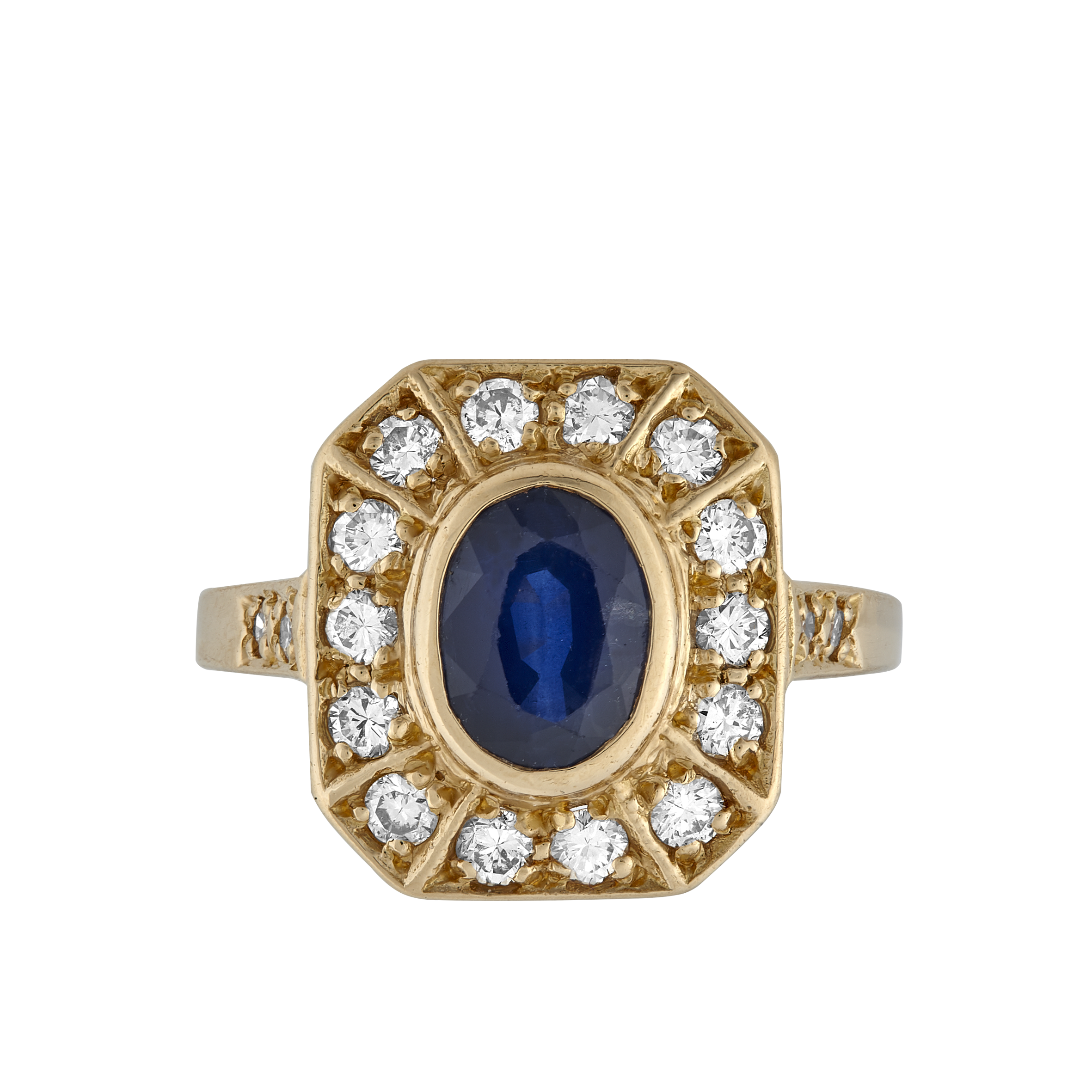 Bague rectangle pans coupés saphirs et brillants Gerphagnon