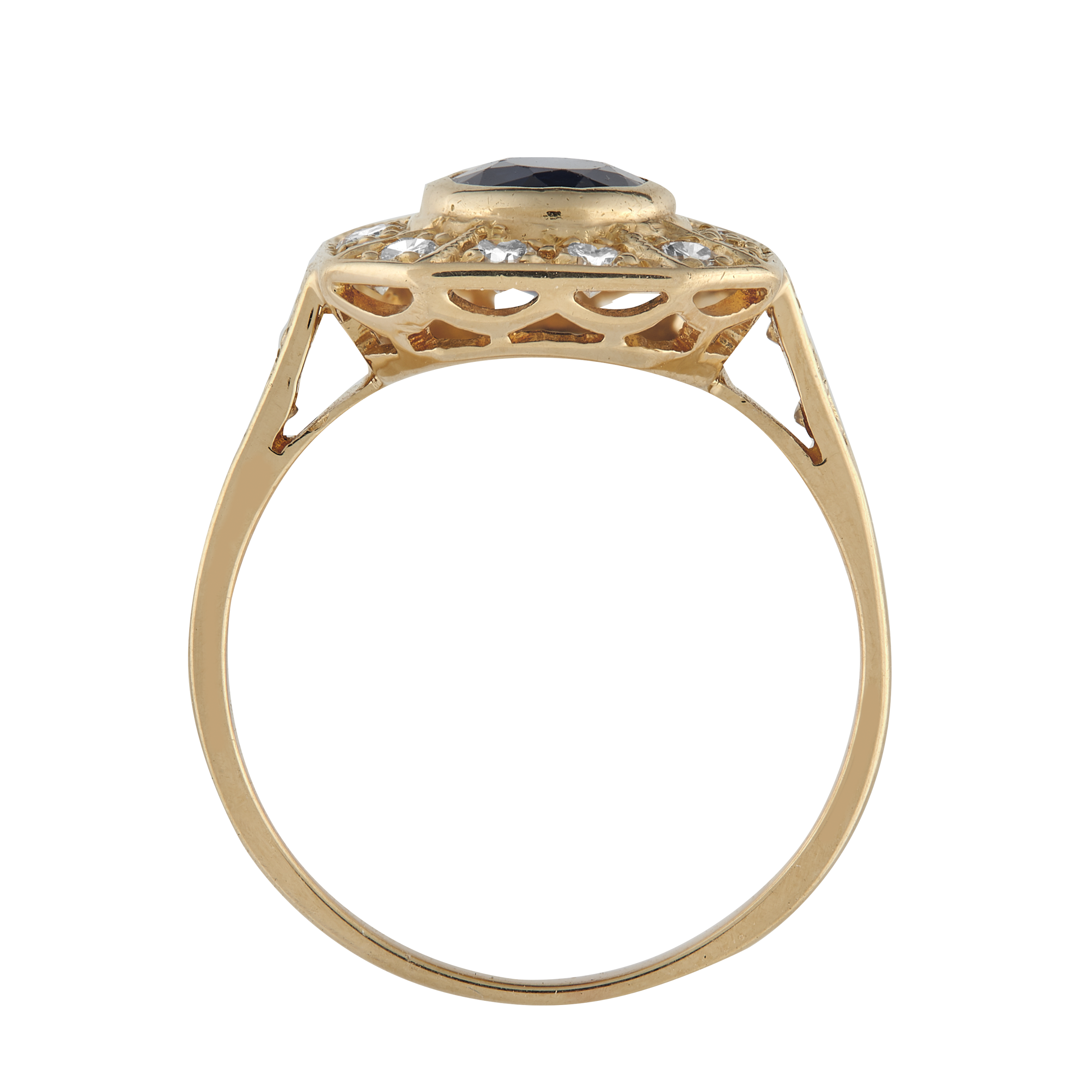 Bague rectangle pans coupés saphirs et brillants Gerphagnon