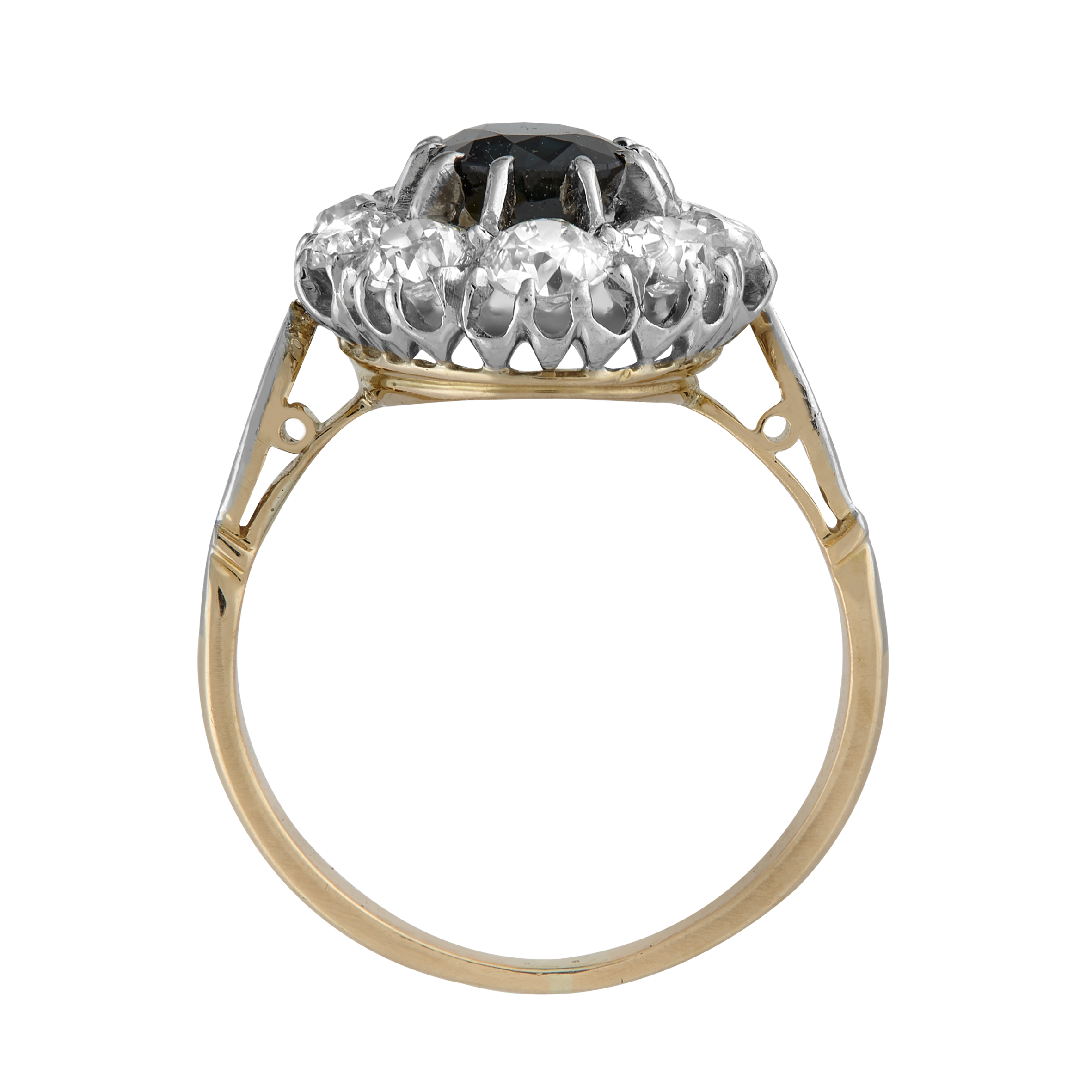 Bague pompadour saphirs et diamants fin XIXe Gerphagnon