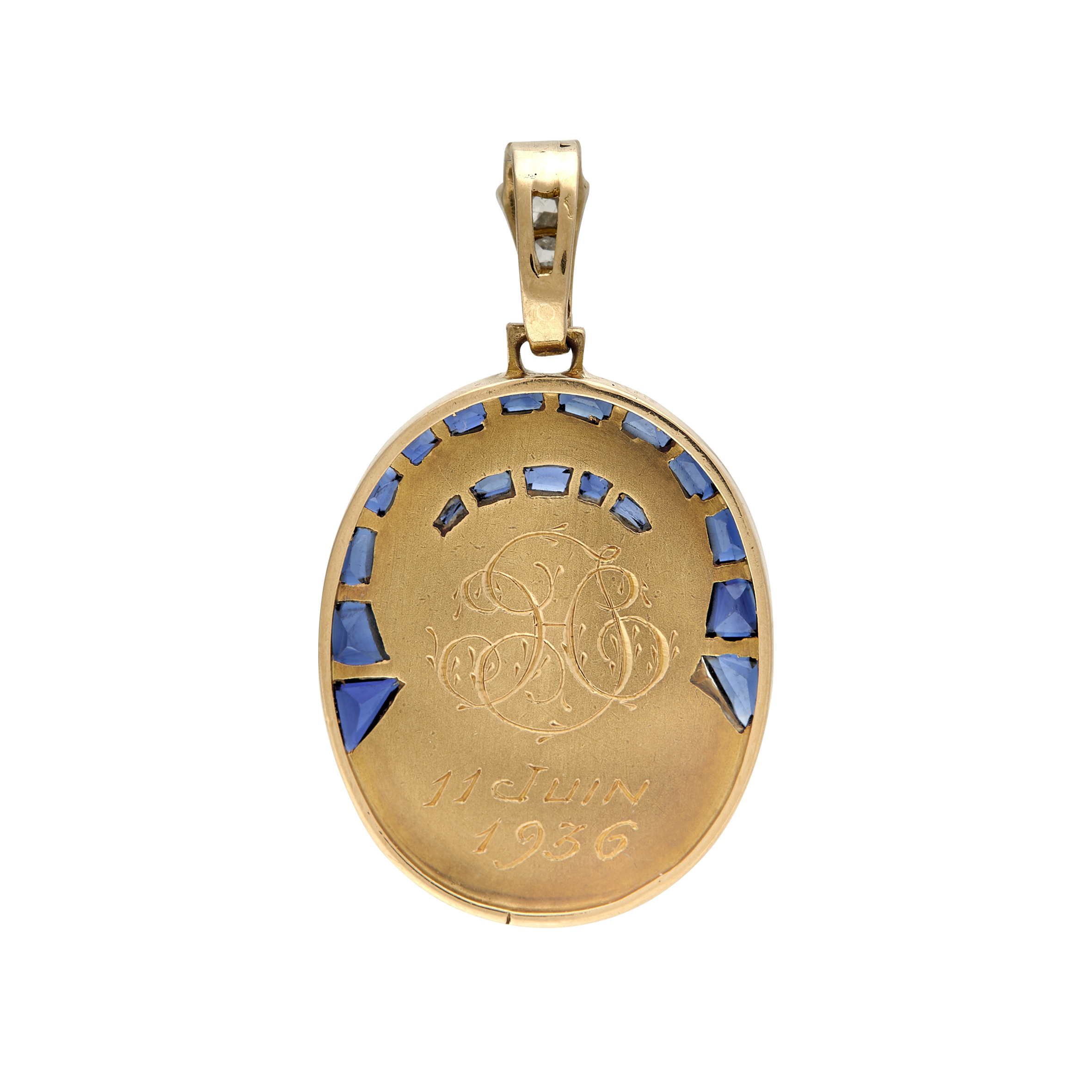 Médaille Vierge Saphirs Calibrés Vers 1920 Gerphagnon