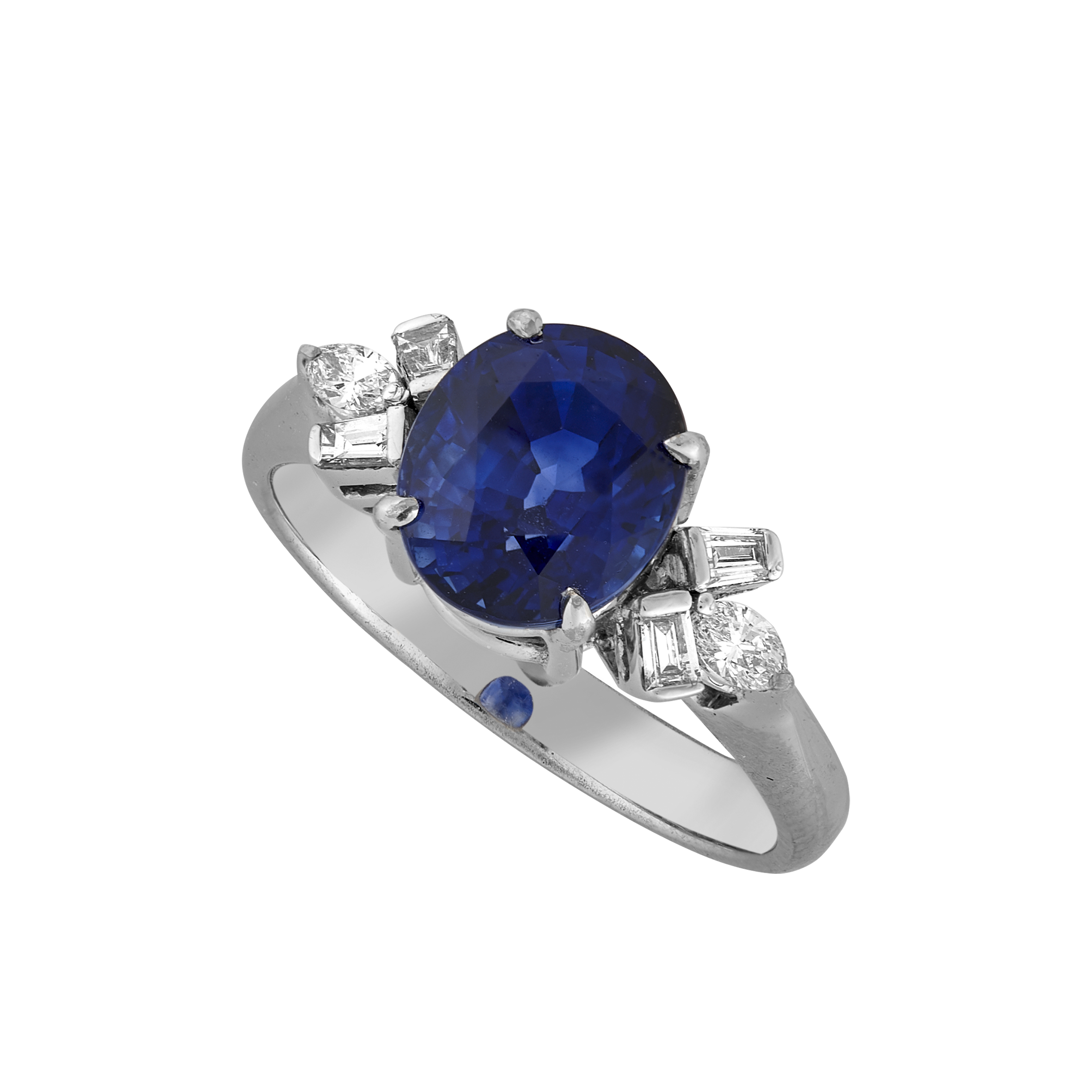 Bague saphir certifié 3,81 carats et diamants Gerphagnon