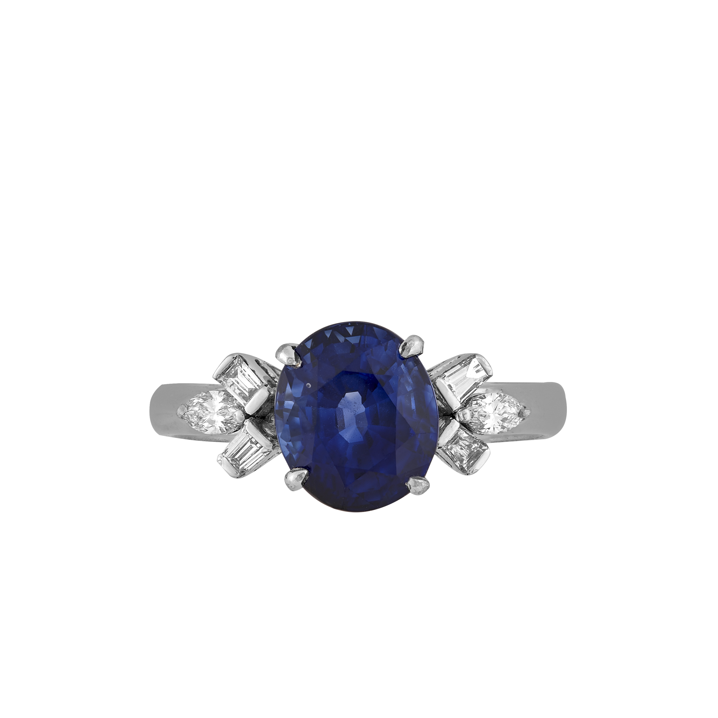 Bague saphir certifié 3,81 carats et diamants Gerphagnon