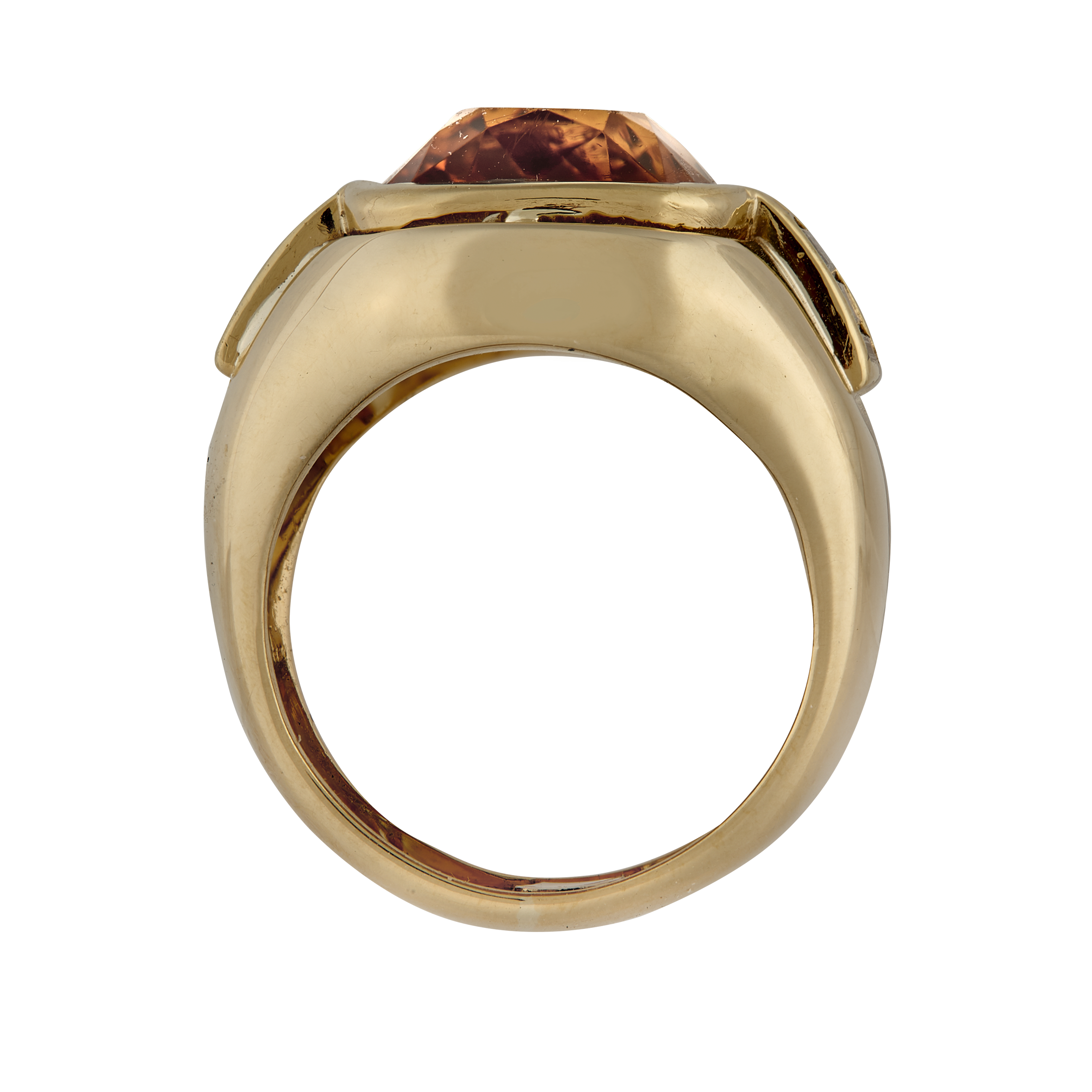 Bague citrine 15 carats et diamants baguettes Gerphagnon