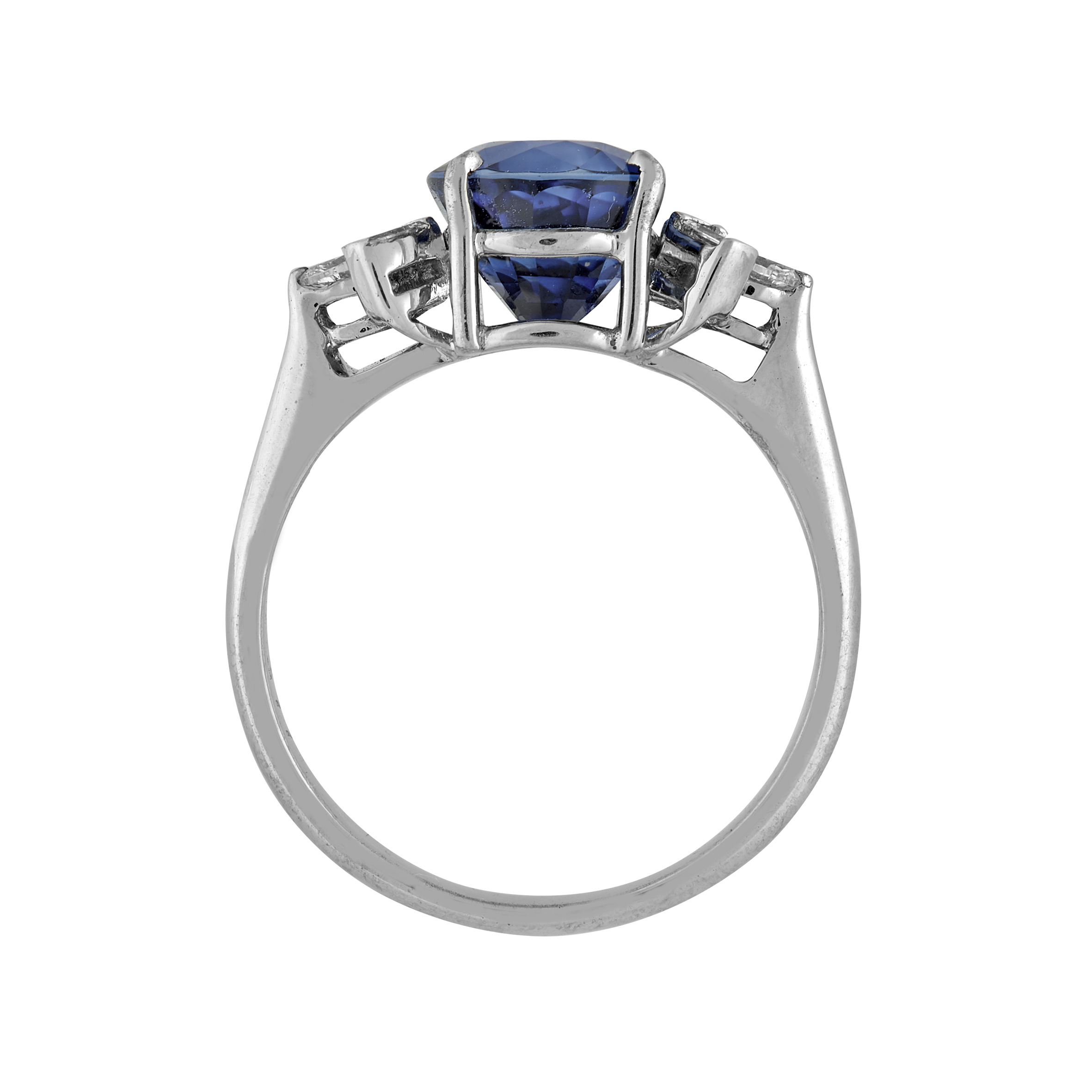 Bague saphir certifié 3,81 carats et diamants Gerphagnon