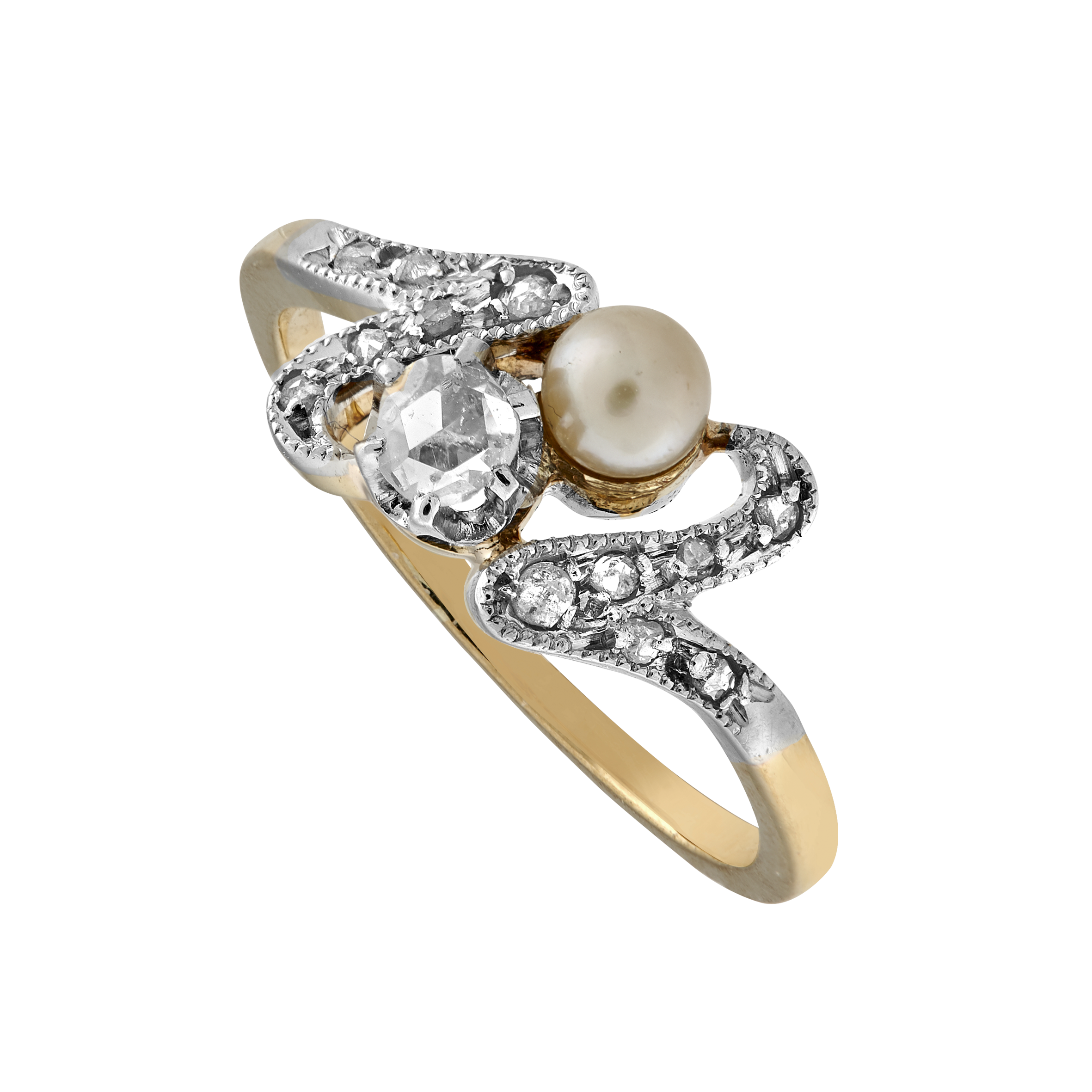 Bague diamants et perle fine vers 1910 Gerphagnon