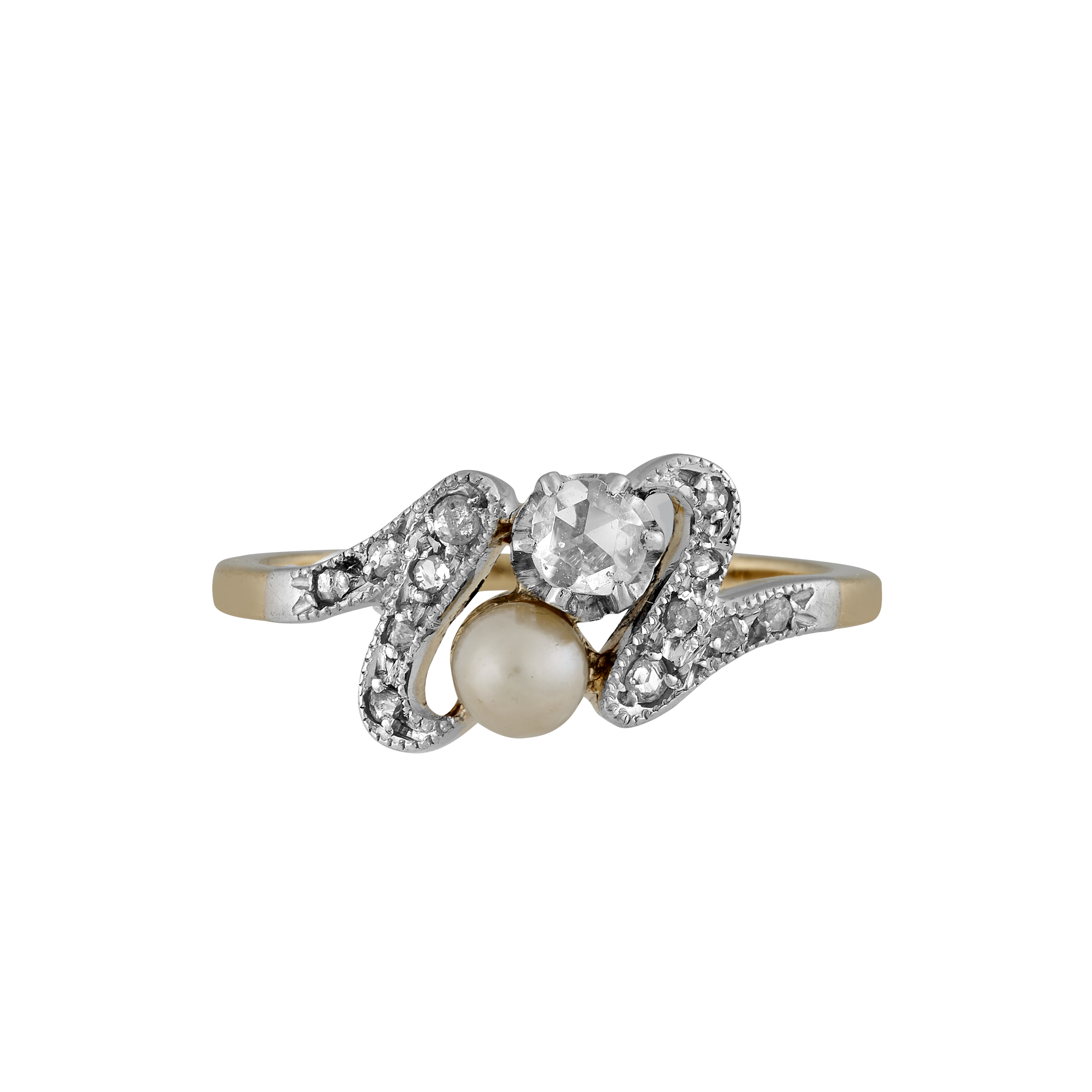 Bague diamants et perle fine vers 1910 Gerphagnon