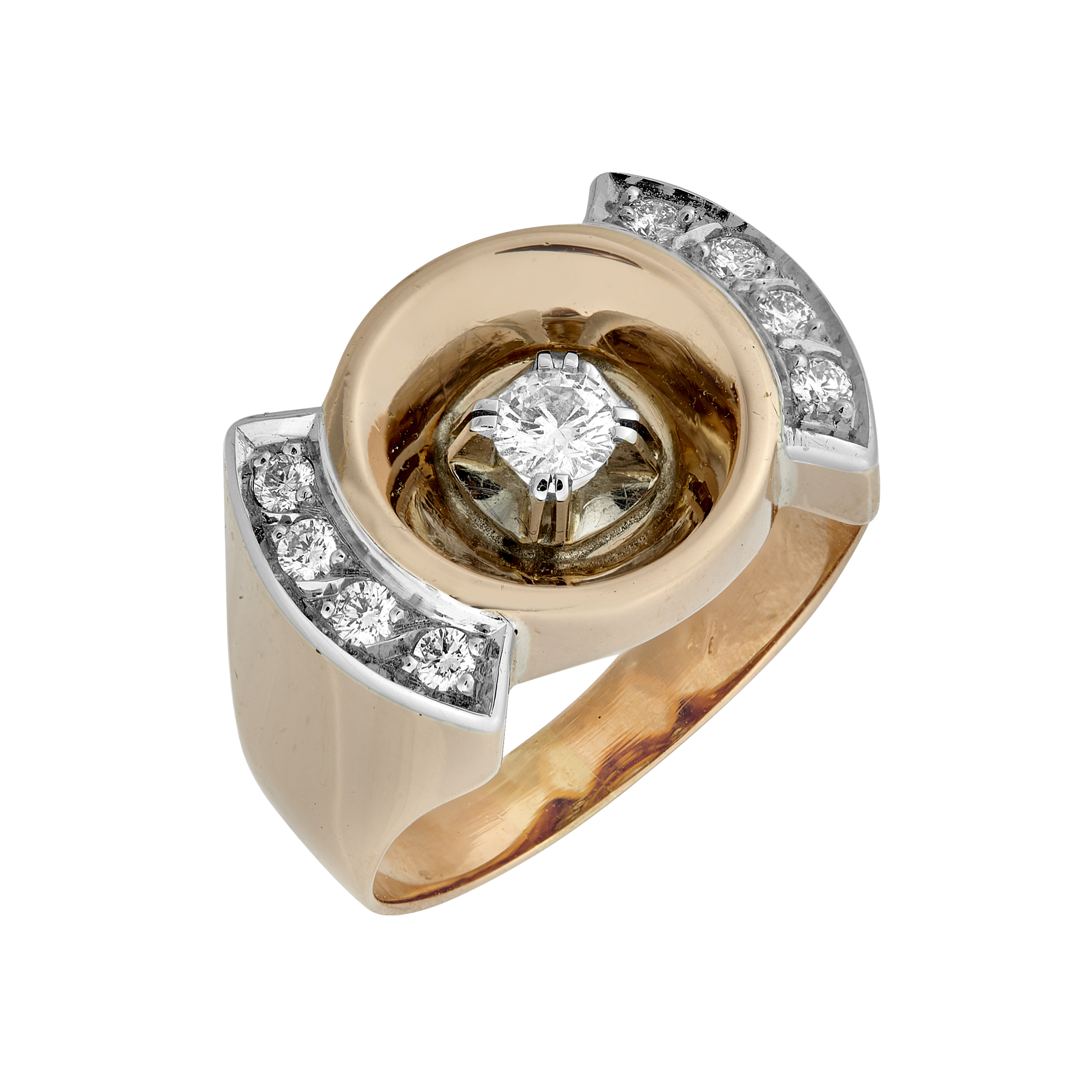 Bague or rose et diamants vers 1950 Gerphagnon
