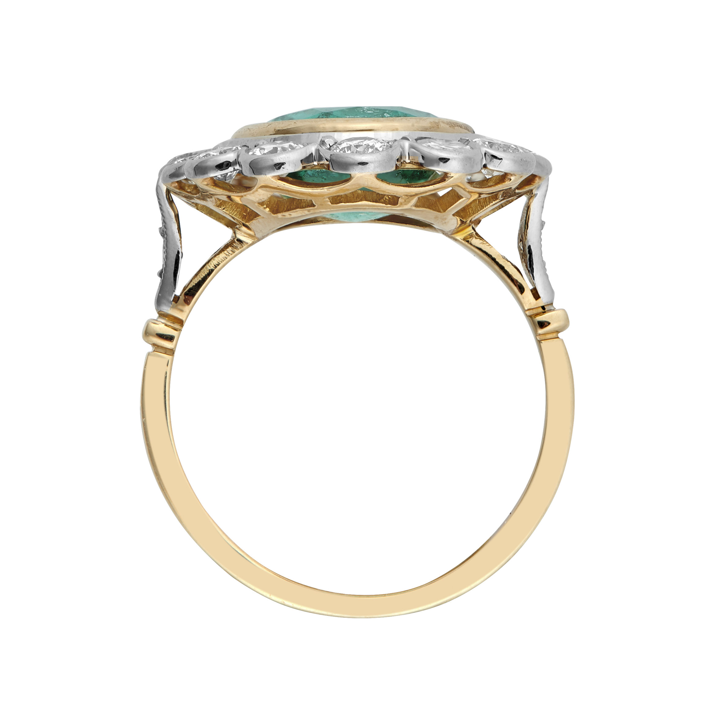 Bague festonnée émeraude certifiée et brillants Gerphagnon