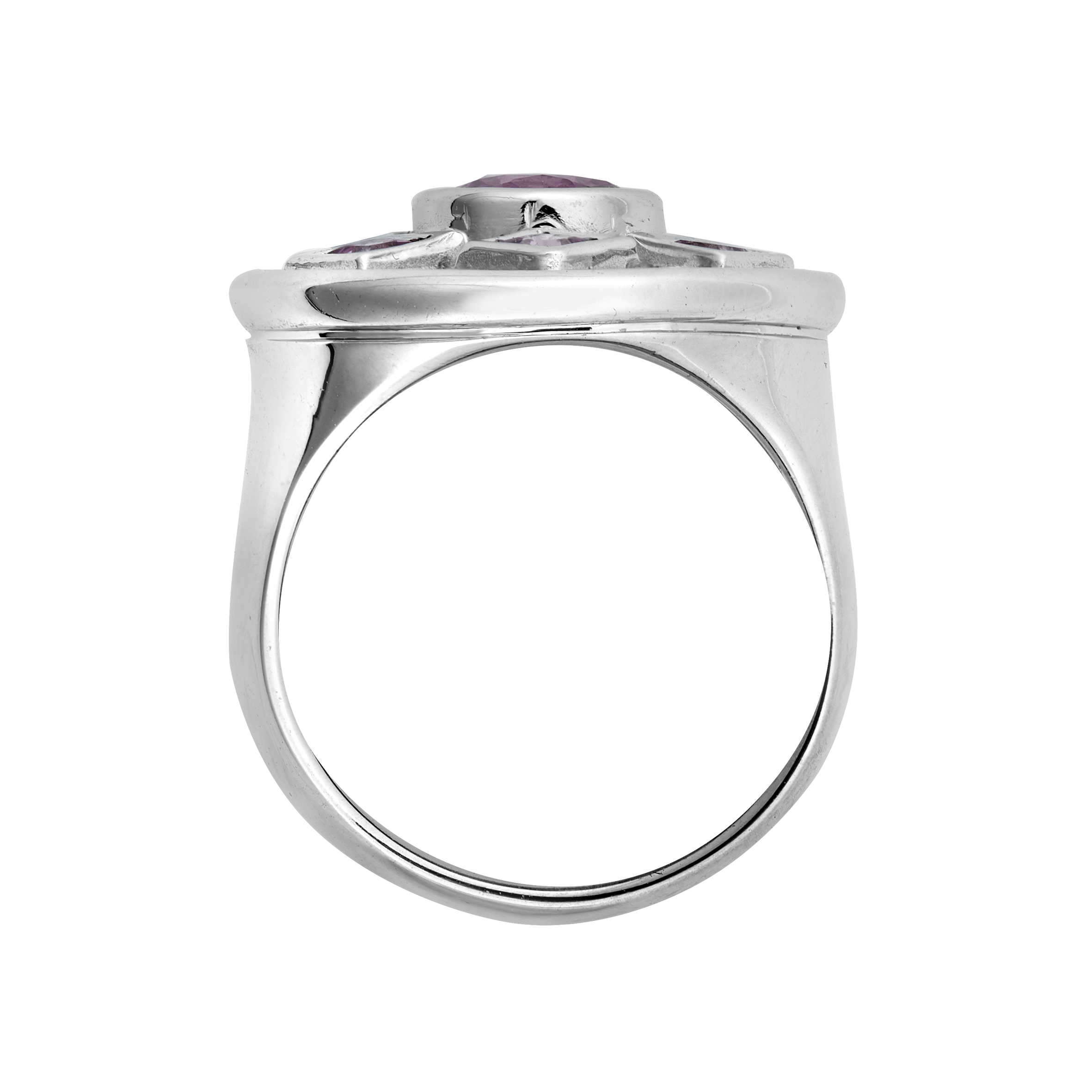 Bague "chevalière" saphirs roses et diamants Gerphagnon