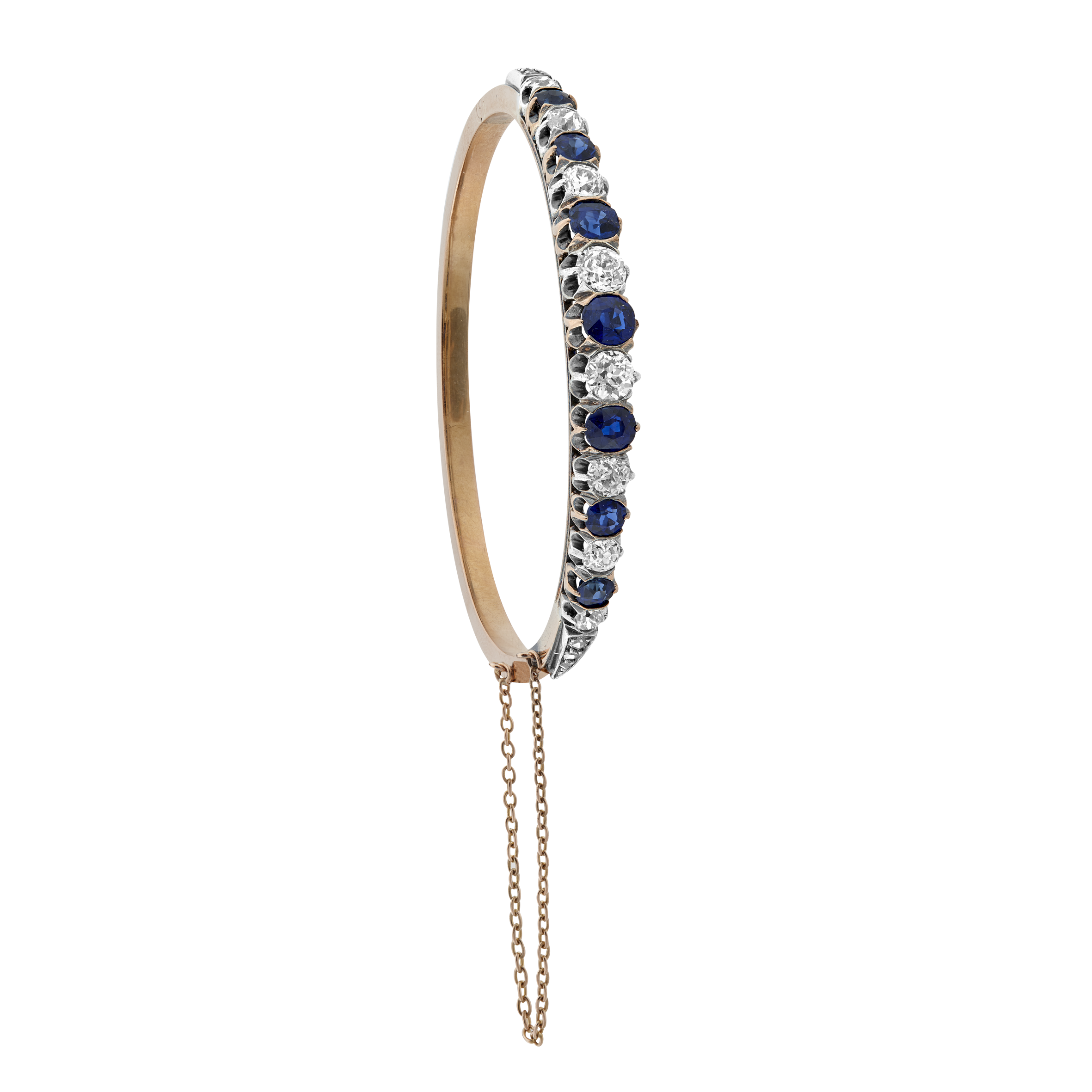 Bracelet ouvrant diamants et saphirs vers 1860 Gerphagnon